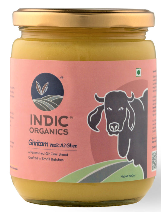 Indic Organics Gir Cow's A2 Ghee | Desi Gir Cow Ghee | Premium and Organic Desi Ghee 