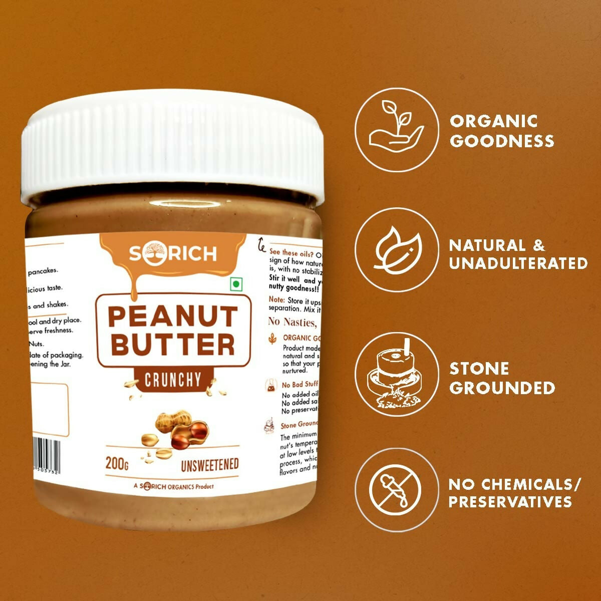 Sorich Organics All Natural Peanut Butter Crunchy 