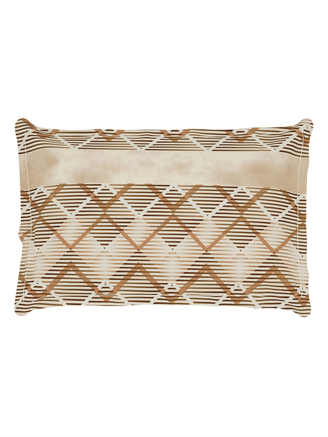 Story@home Brown & White Striped Microfiber 180 TC Bedsheet With Pillow Cover 