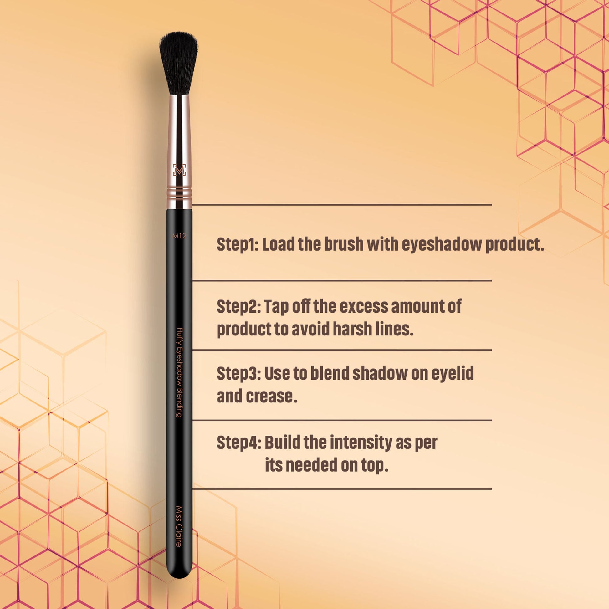 Miss Claire M12 - Fluffy Eyeshadow Blending Brush (Black) - Rose Gold