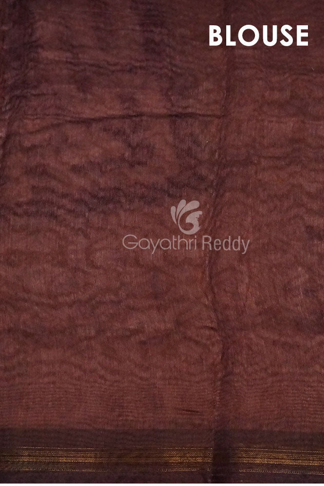 Dark Brown Ikat Design Semi Chanderi Grab2Buy By Gayathri Reddy Designer Studio 