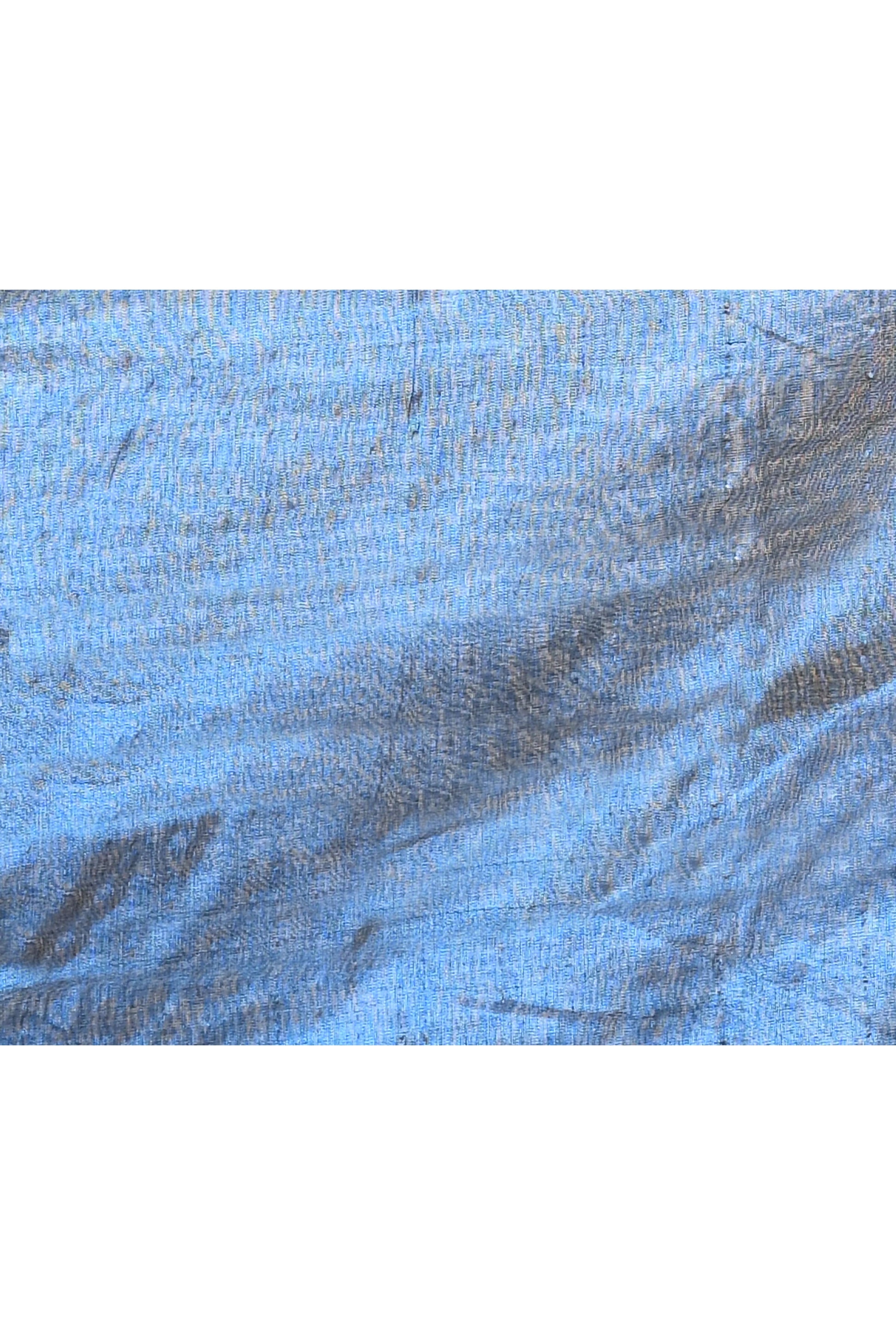 Piyari Fashion Women's Blue Dual Tone Organic Tissue Saree With Blouse Piece