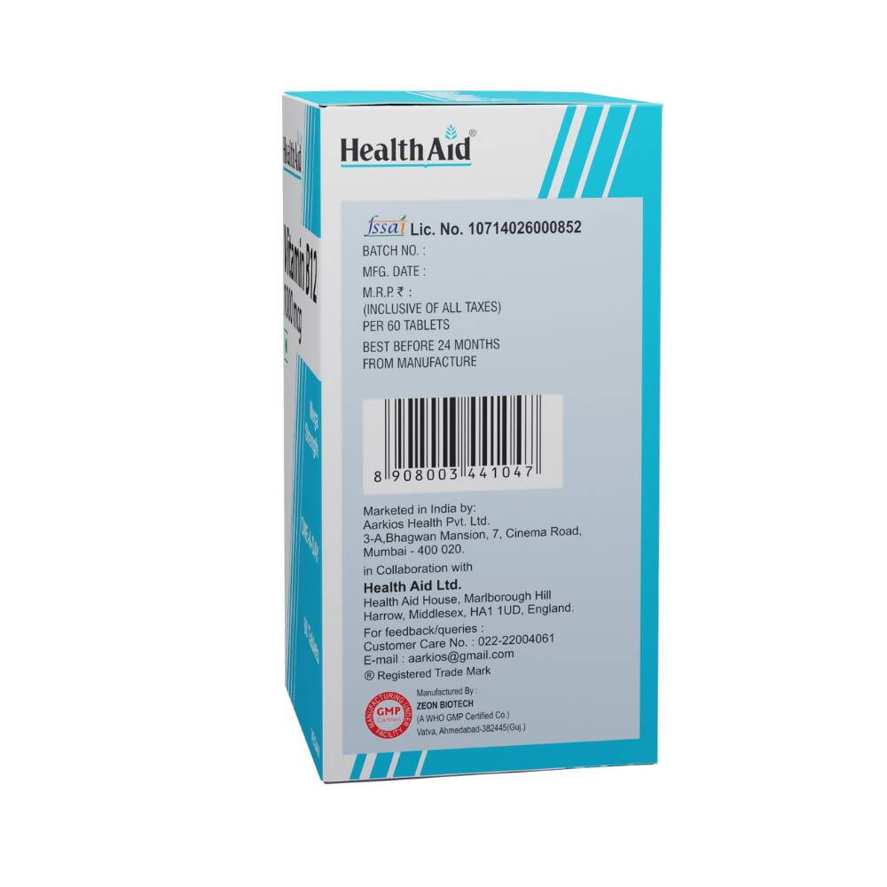 HealthAid Vitamin B12 1000 mcg Mega Strength Tablets - Limited Time Offer HealthAid