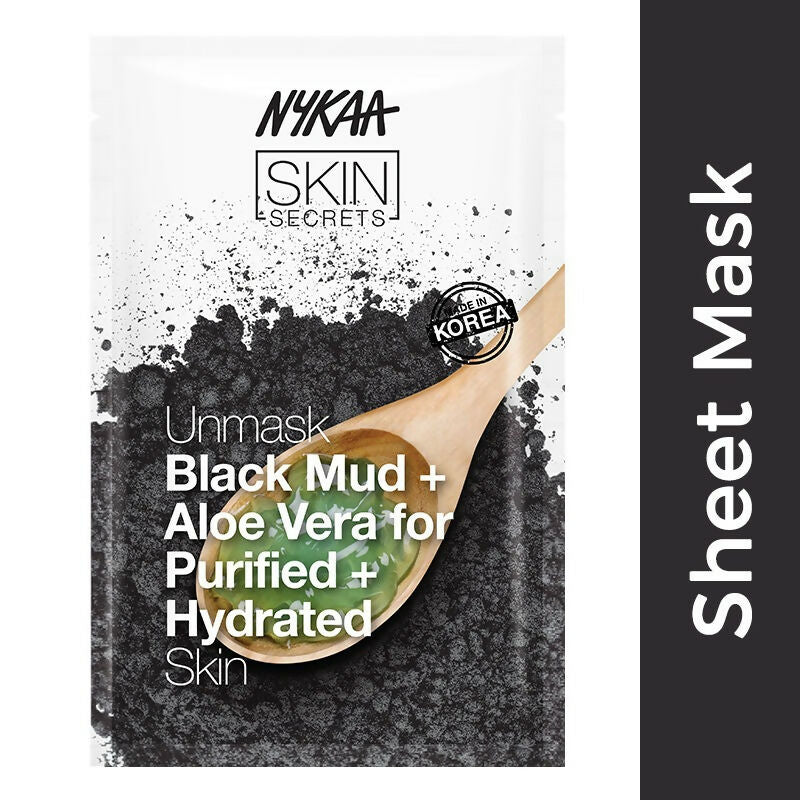 Nykaa Skin Secrets Exotic Indulgence Black Mud + Aloe Vera Sheet Mask For Purified & Hydrated Skin 