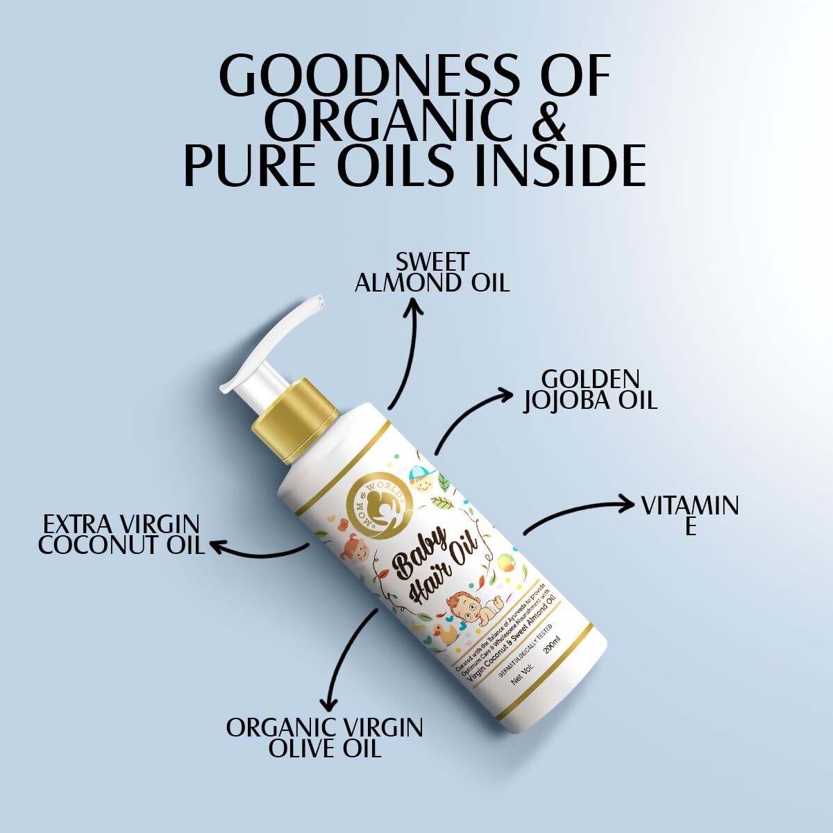 Mom & World Baby Hair Oil With Organic & Cold Pressed Natural Oil 