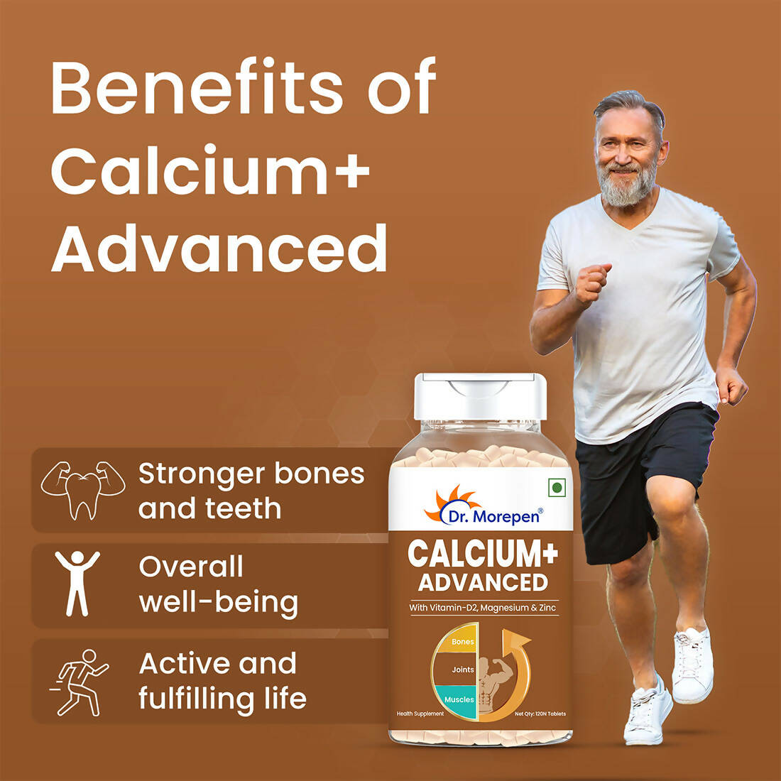 Dr. Morepen Calcium+ Advanced Tablets with Vitamin - D2, Magnesium & Zinc 