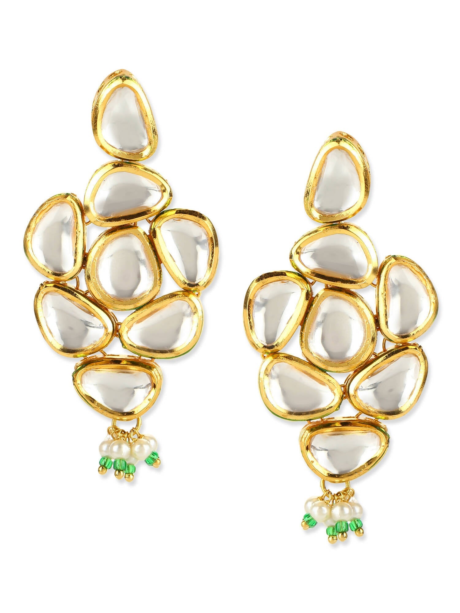 Gold Plated Kundan Studs Earrings - Ruby Raang - Grab2buy