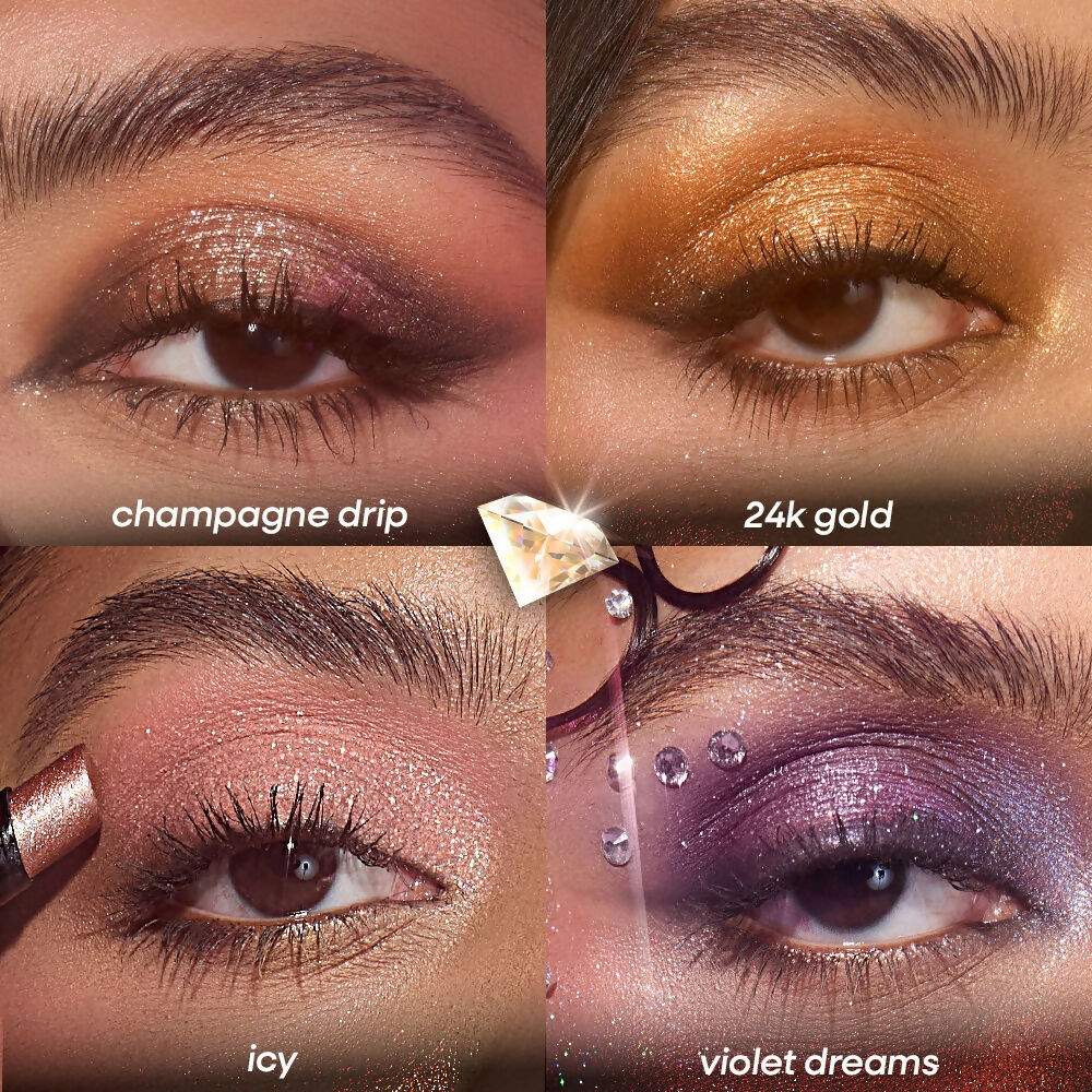 Nykaa Diamond Jelly Cooling Shimmer Eyeshadow Stick - Multi-Use, High Shine Glitter - 24K Gold