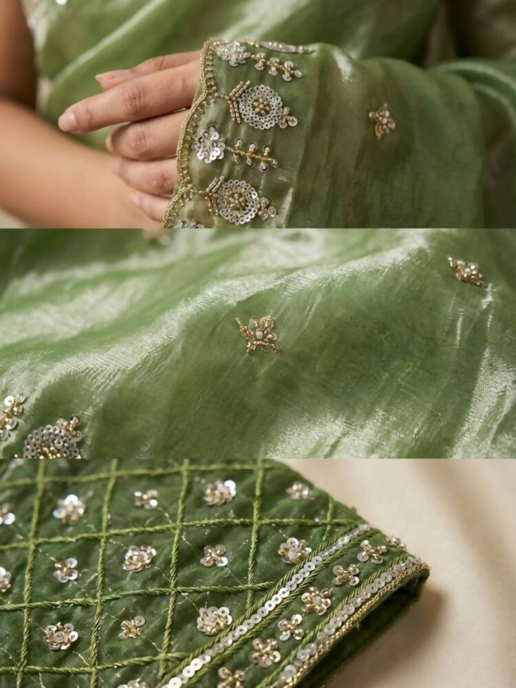Joban Fashion Mehndi Fandy Satin Silk Party Wear Sarees