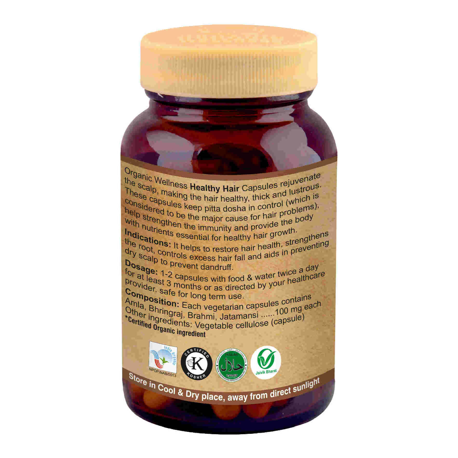 Organic Wellness Healthy Hair Vegetarian Capsules - Grab2buy