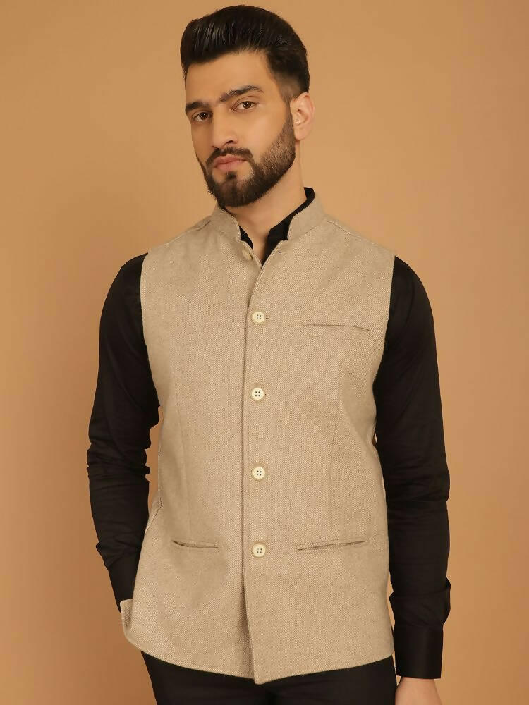Even Apparels Pure Wool Nehru Jacket - Off White 