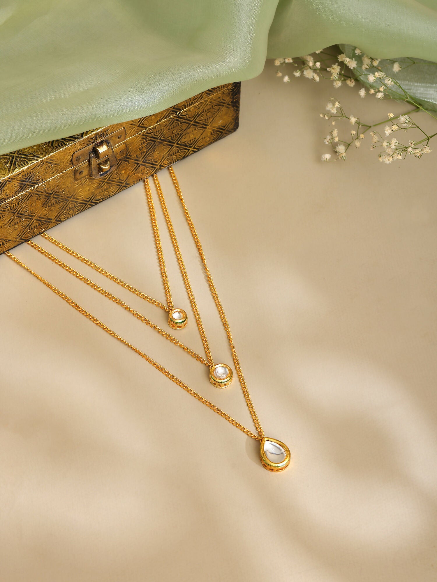 Ruby Raang Kundan & Gold Layered Necklace - Distacart