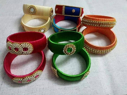 Different Model Of Silk Thread Bangles Sets 
