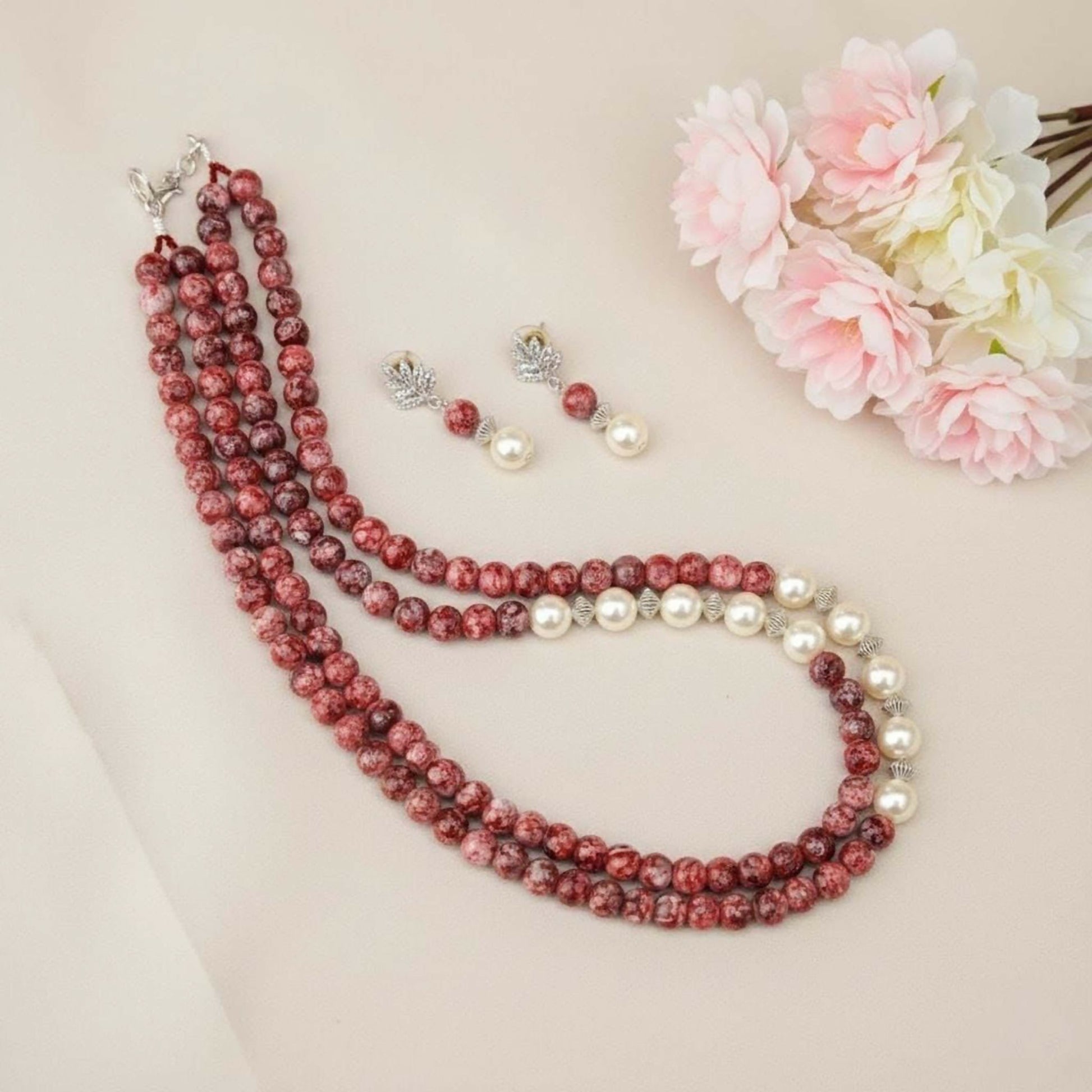 Joban Fashion Women Multi Marble Beads (Printed Glass Beads) With Pearls