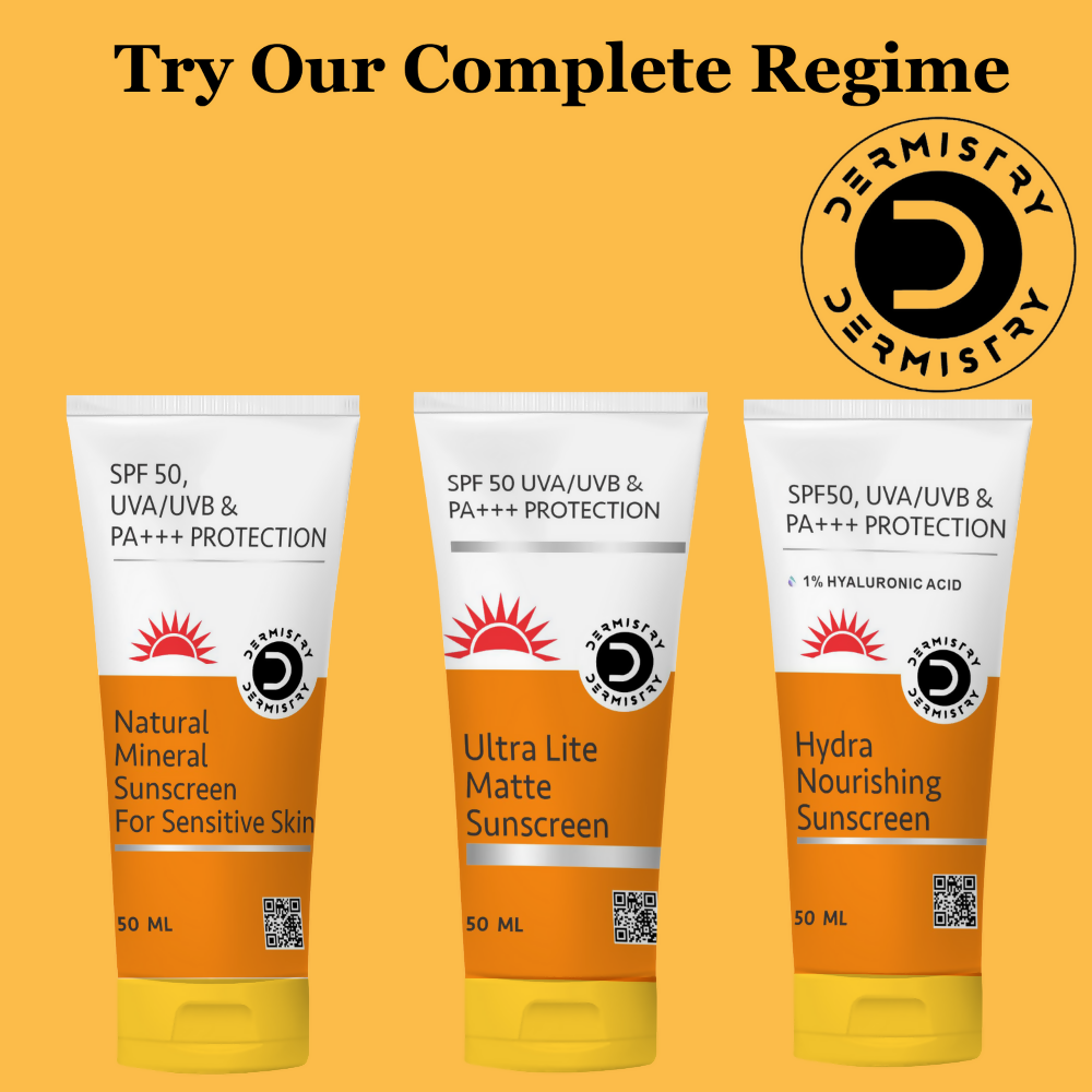 Dermistry Natural Mineral Sunscreen for Sensitive Skin & Children SPF 50 UVA UVB PA+++ Protection 