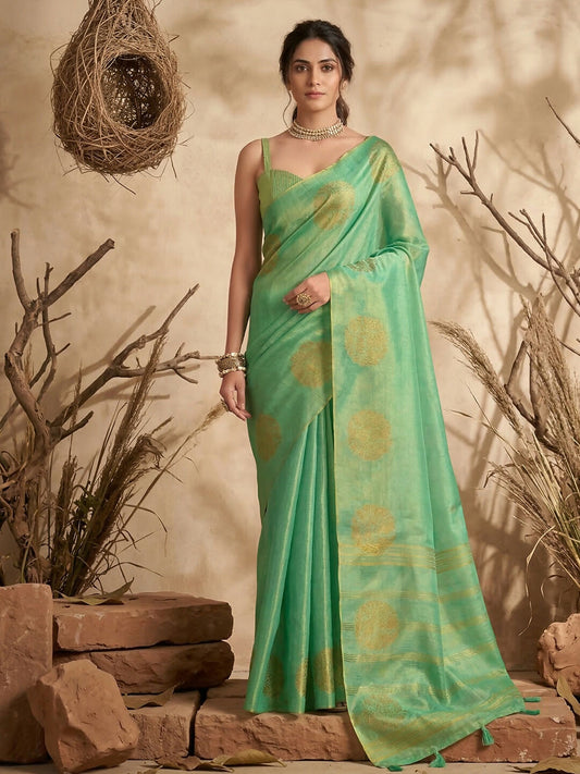 Shree Shyam Fashion Green Tissue Silk Saree