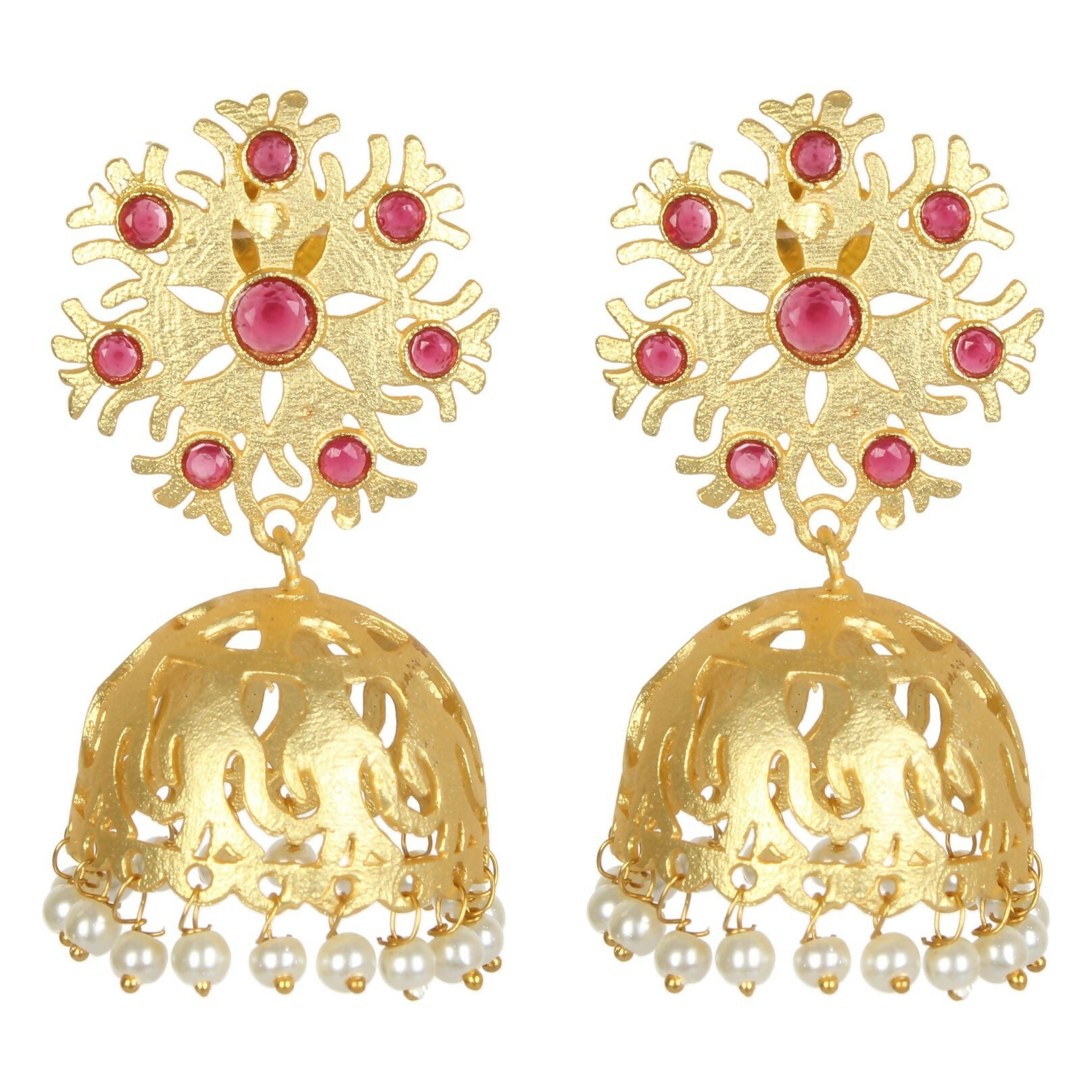 Joban Fashion Women Matte Gold Brass Jhumka | Swadesiicart