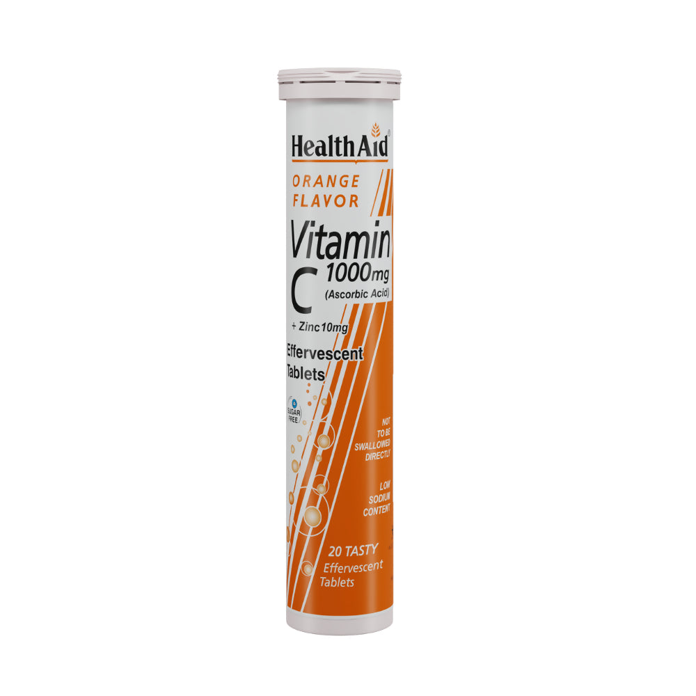 HealthAid Vitamin C 1000mg Orange Flavour with Zinc Effervescent Tablets 