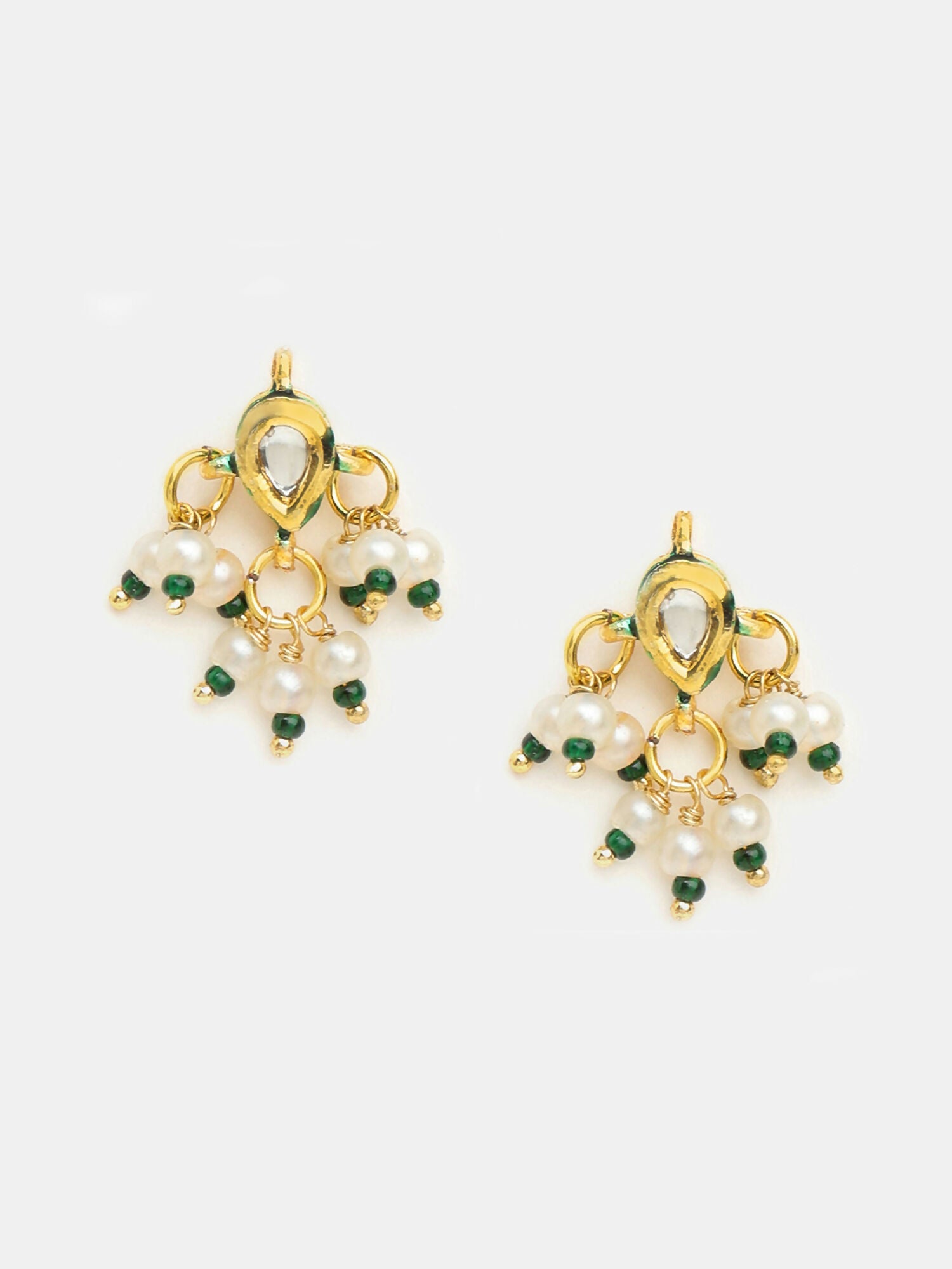 Ruby Raang Pearl Blossom Set Of Maang Tikka And Earrings