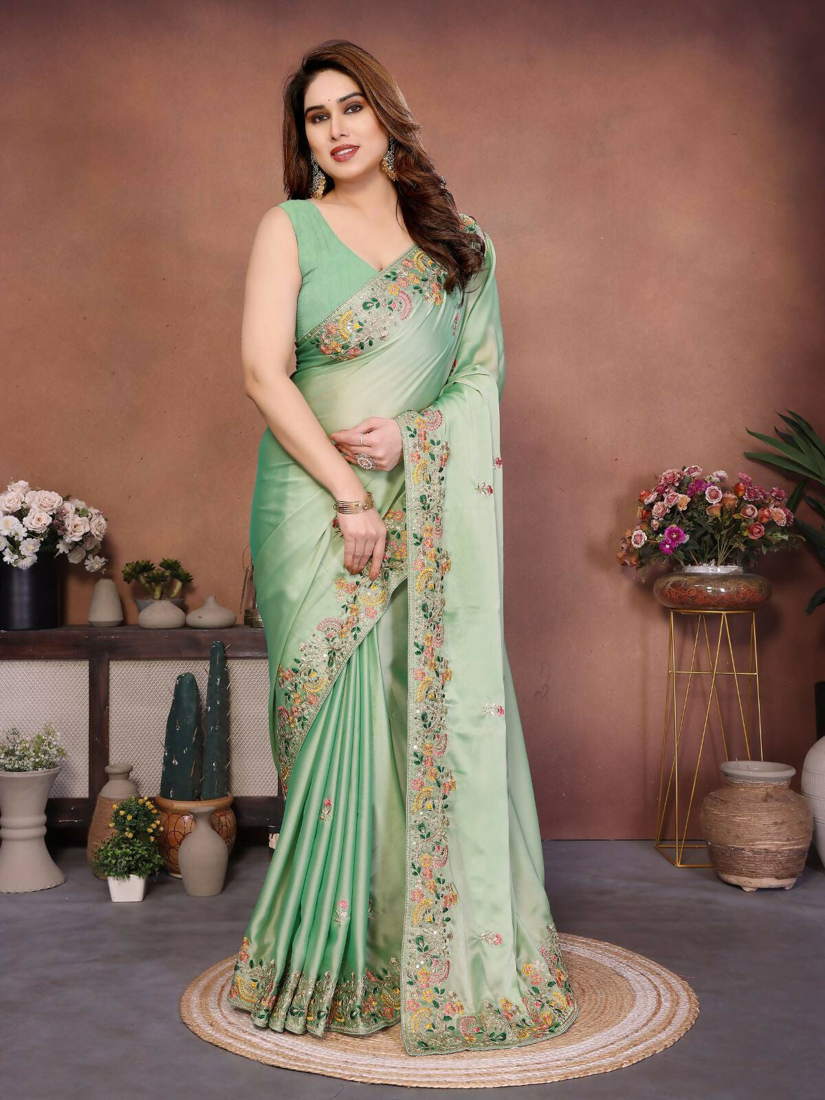 Teeya Creation New Trendy Party Wear Soft Silk Saree-Light_Green