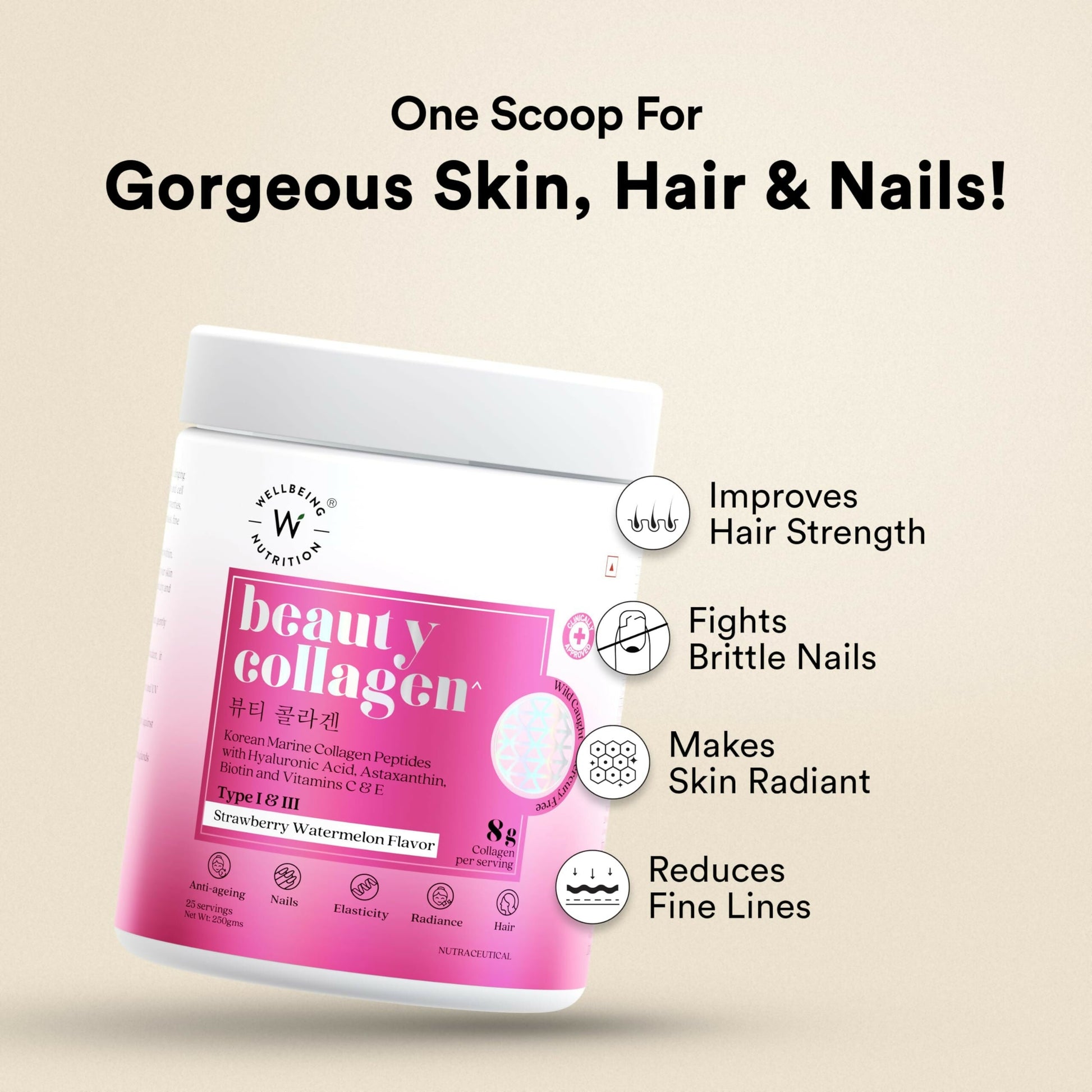Wellbeing Nutrition Glow Korean Marine & Beauty Collagen Peptides Combo: Tropical Bliss & Strawberry & Watermelon  Grab2Buy Wellbeing Nutrition Grab2Buy