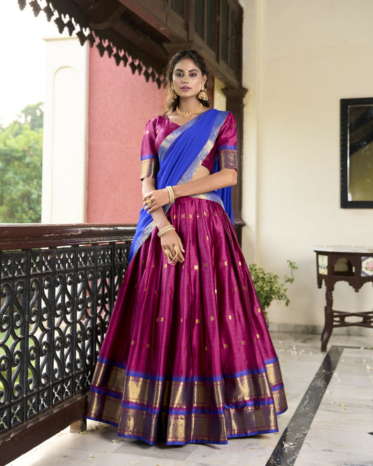 Lorenvalley Ranipink Cotton Silk Weaving Work With Paithani Concept Lehenga Choli 