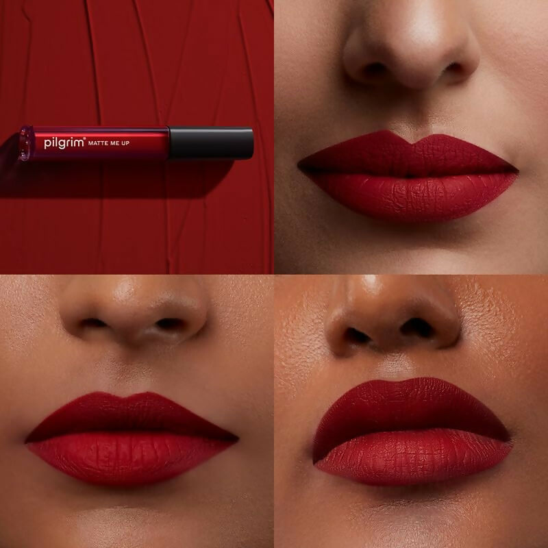 Pilgrim Liquid Matte Lipstick with Hyaluronic Acid - The Red Stiletto - Grab2buy