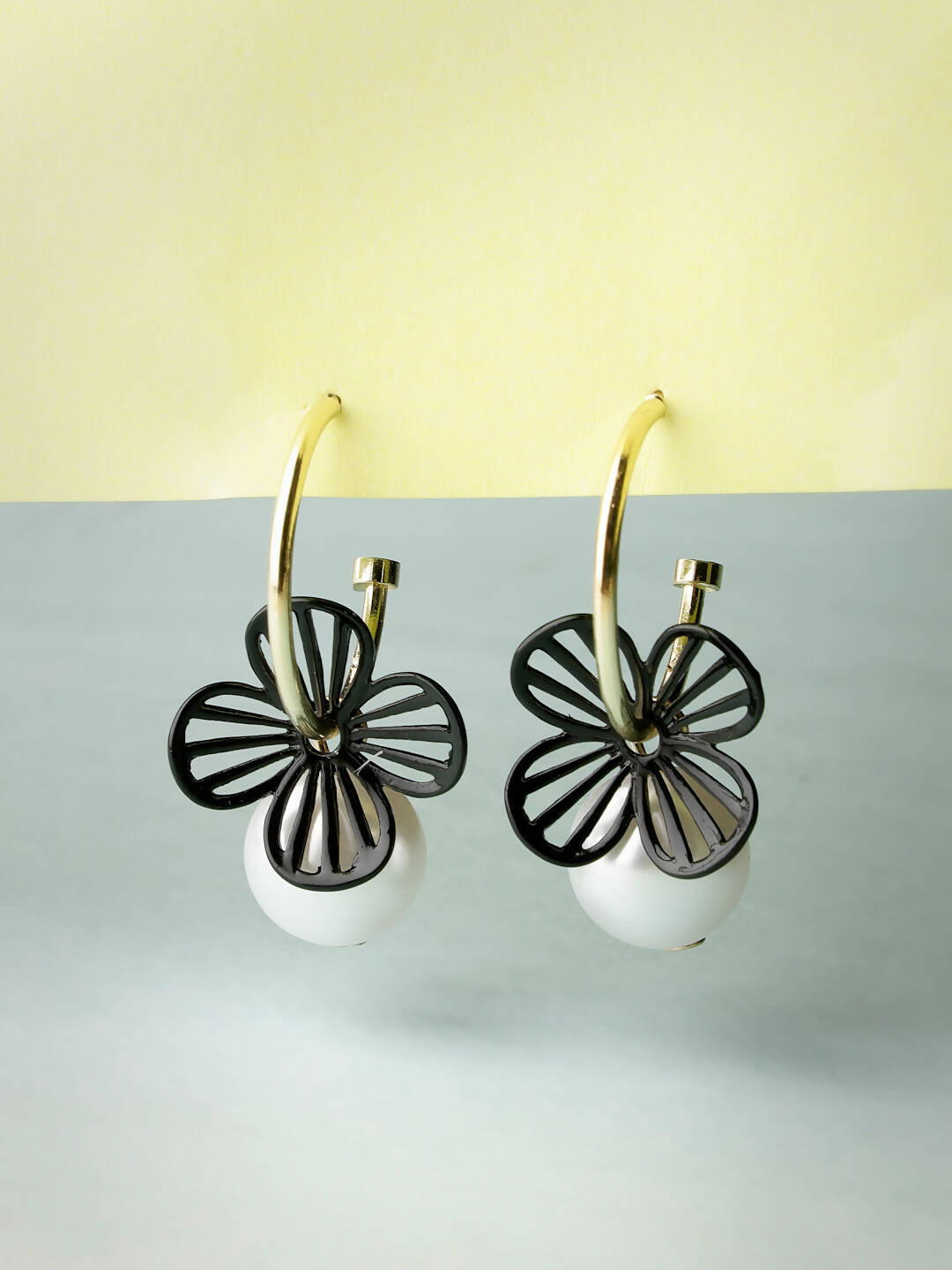 NVR Women Gold-Toned Teardrop Shaped Drop Earrings 