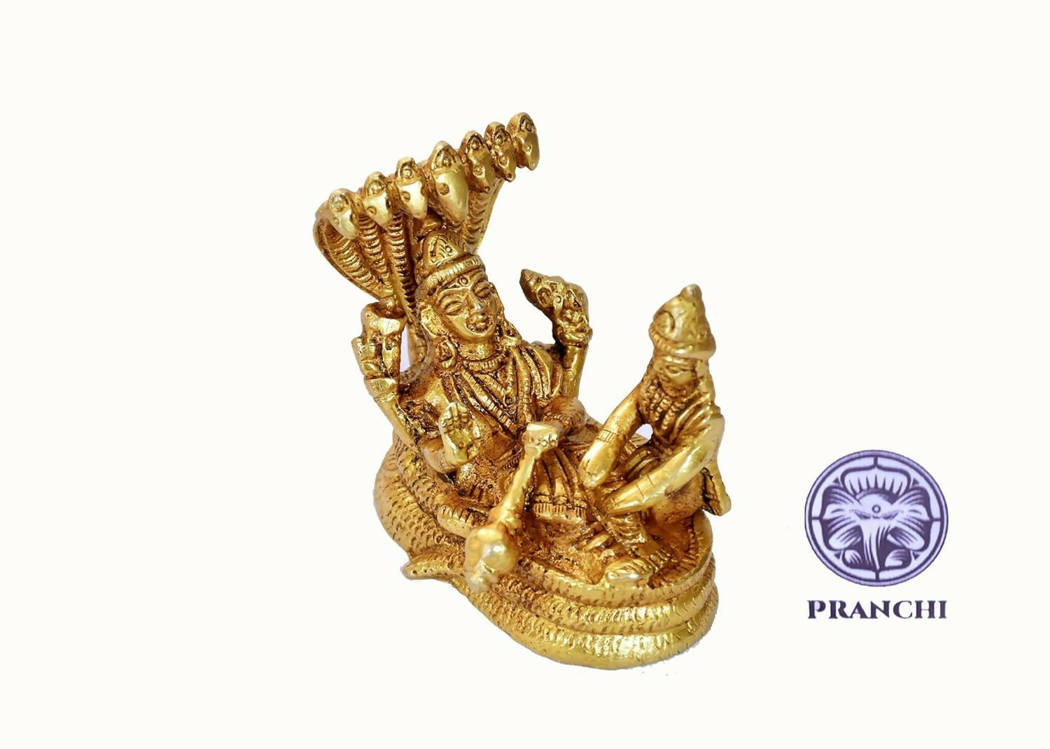 Pranchi Brass Idol Of Lord Vishnu Laxmi On Sheshnag - Grab2buy