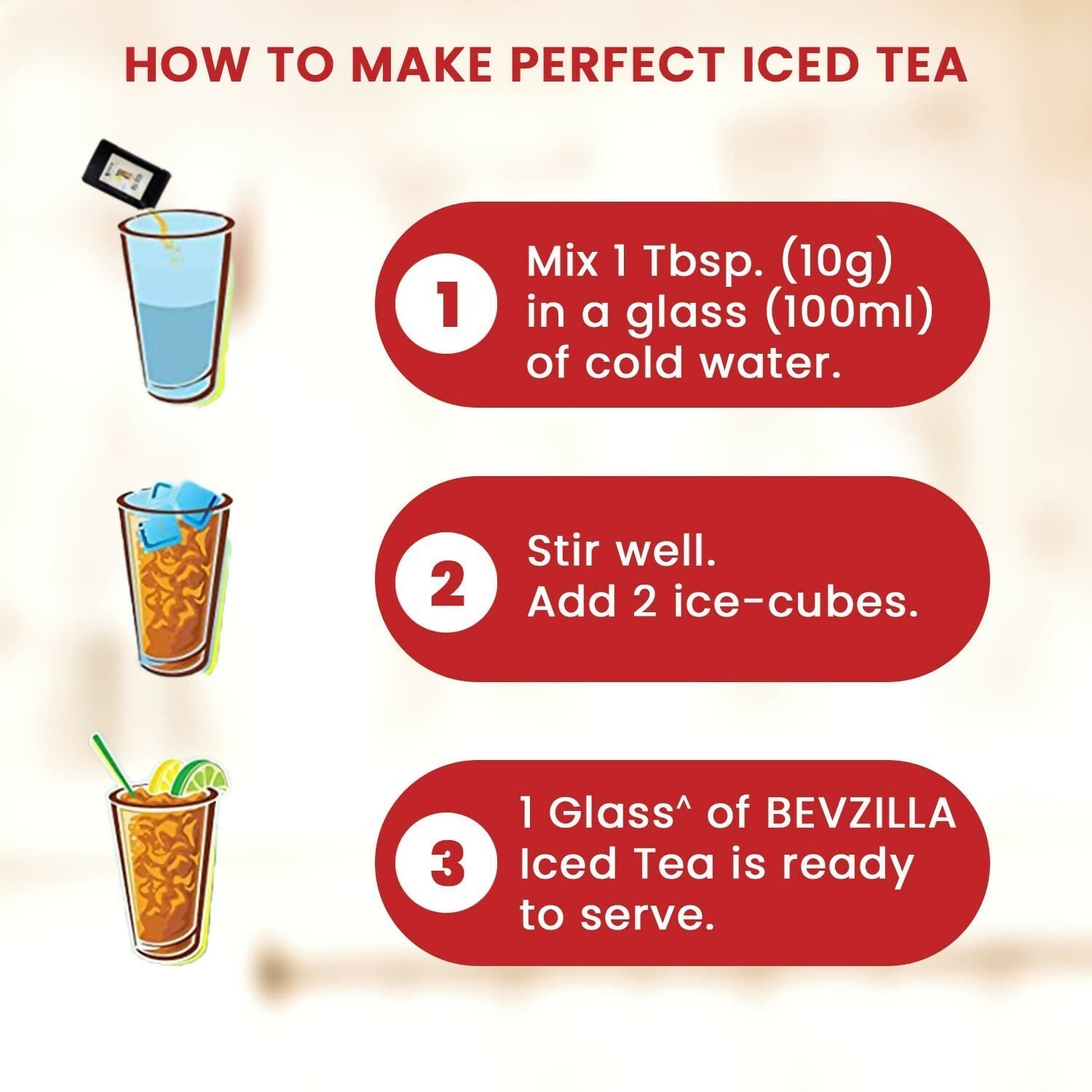 Bevzilla Instant Iced Tea Powder - Assorted 10 Flavours 