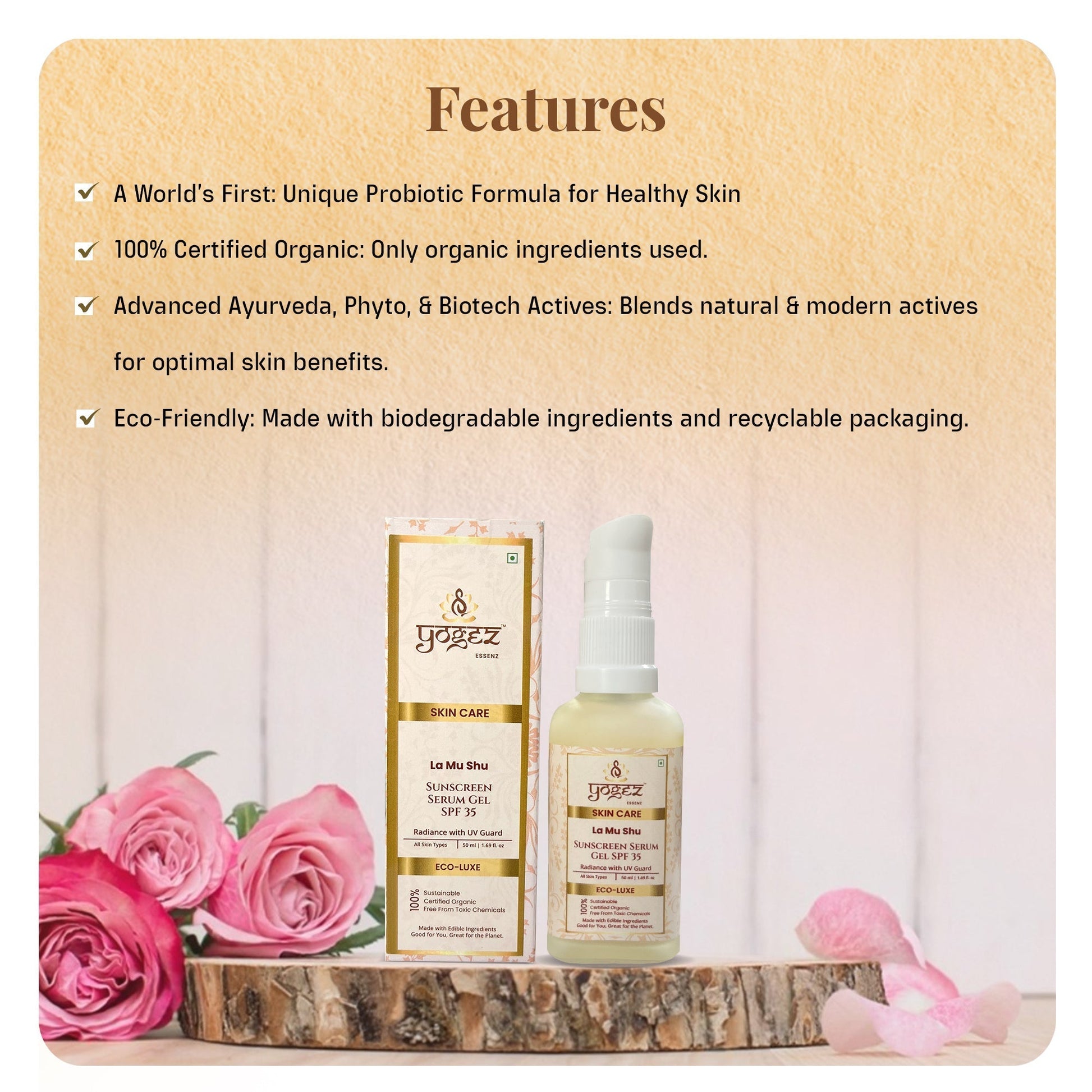 Yogez La Mu Shu Sunscreen Serum Gel SPF 35  Grab2Buy Yogez Grab2Buy