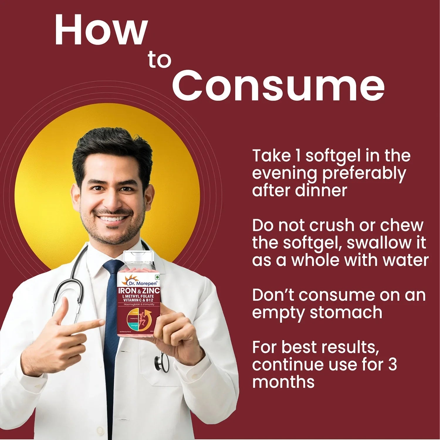 Dr Morpen Iron & Zinc + Multivitamin Men Tablets Combo 