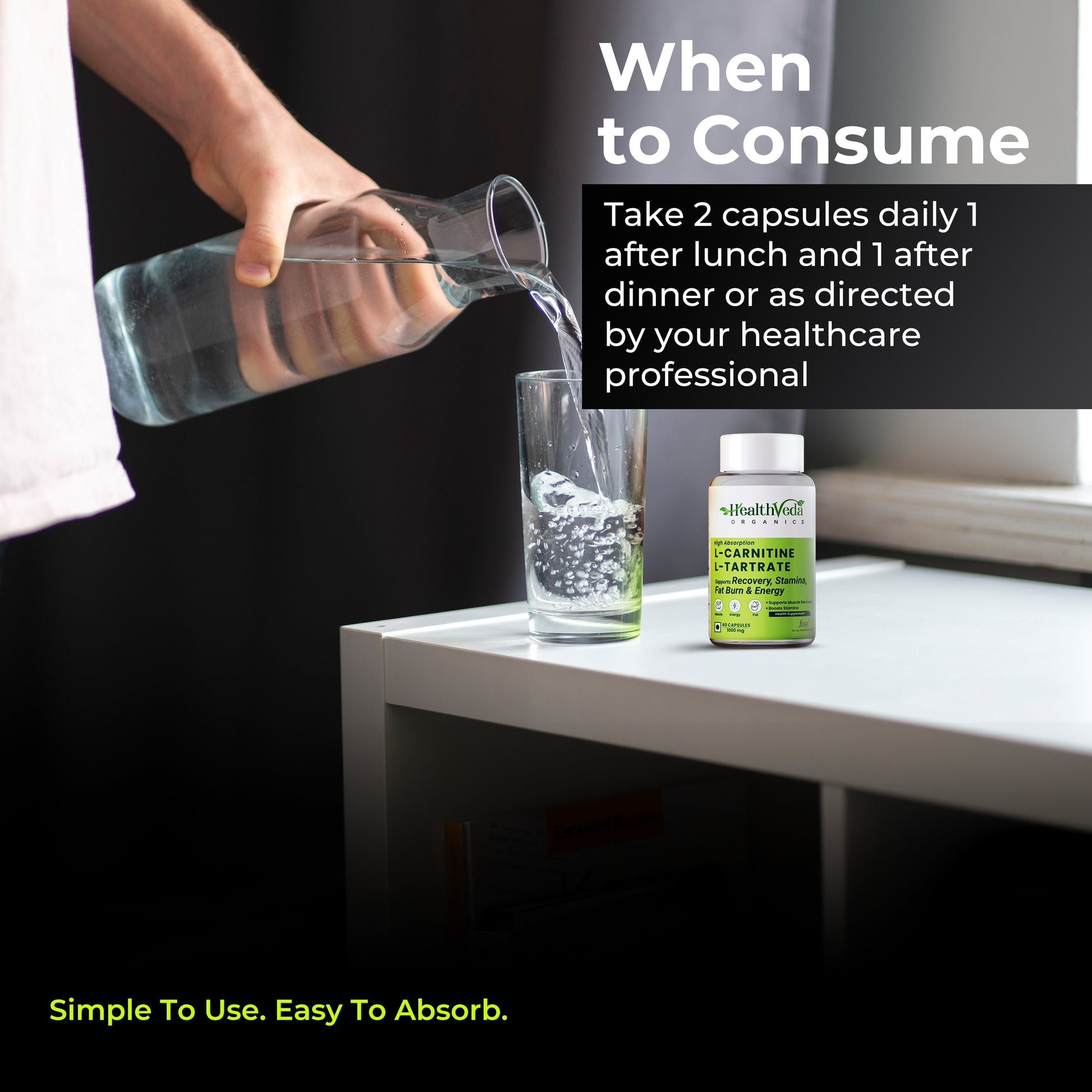 Health Veda Organics L Carnitine L-Tartrate Veg Capsules Health Veda Organics