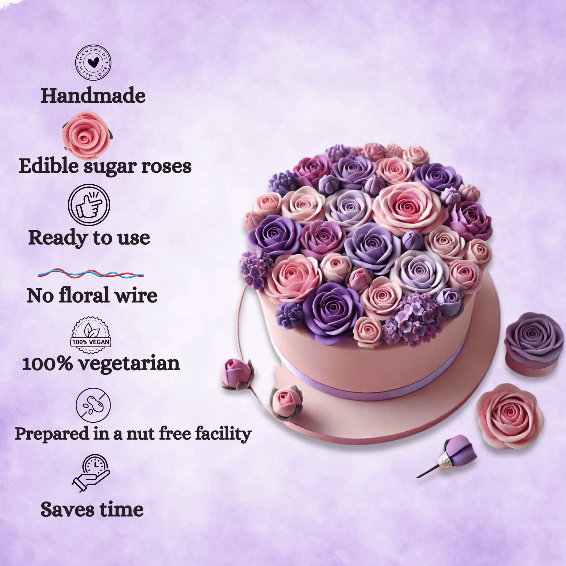 Confect Ombre- 4 | Edible Sugar Roses Topper