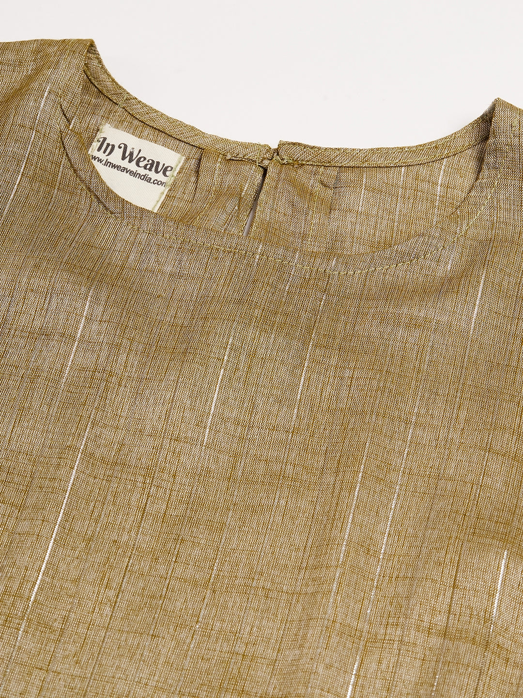 InWeave Women's Olive Lurex Short Pallazo Kurta Set 