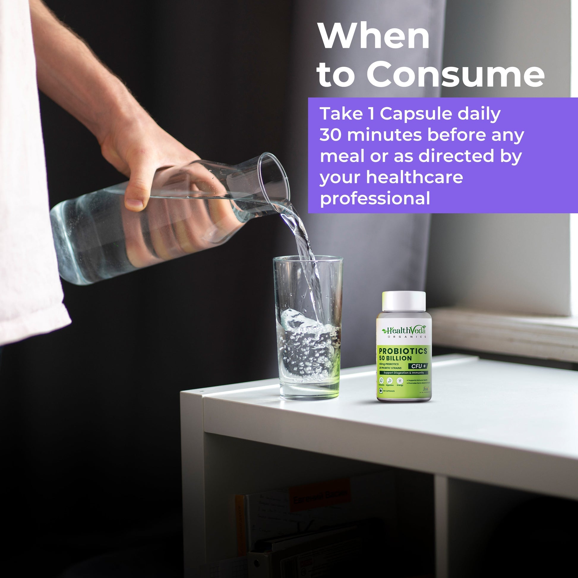 Health Veda Organics Probiotics 50 Billion Veg Capsules Health Veda Organics