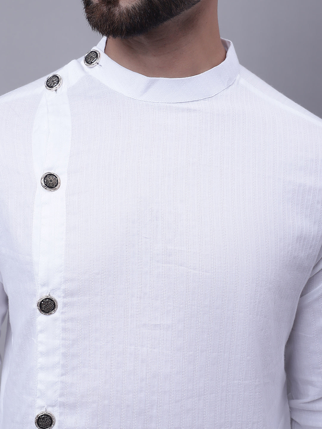 Even Apparels White Sherwani Kurta With Asymetrical Cut 