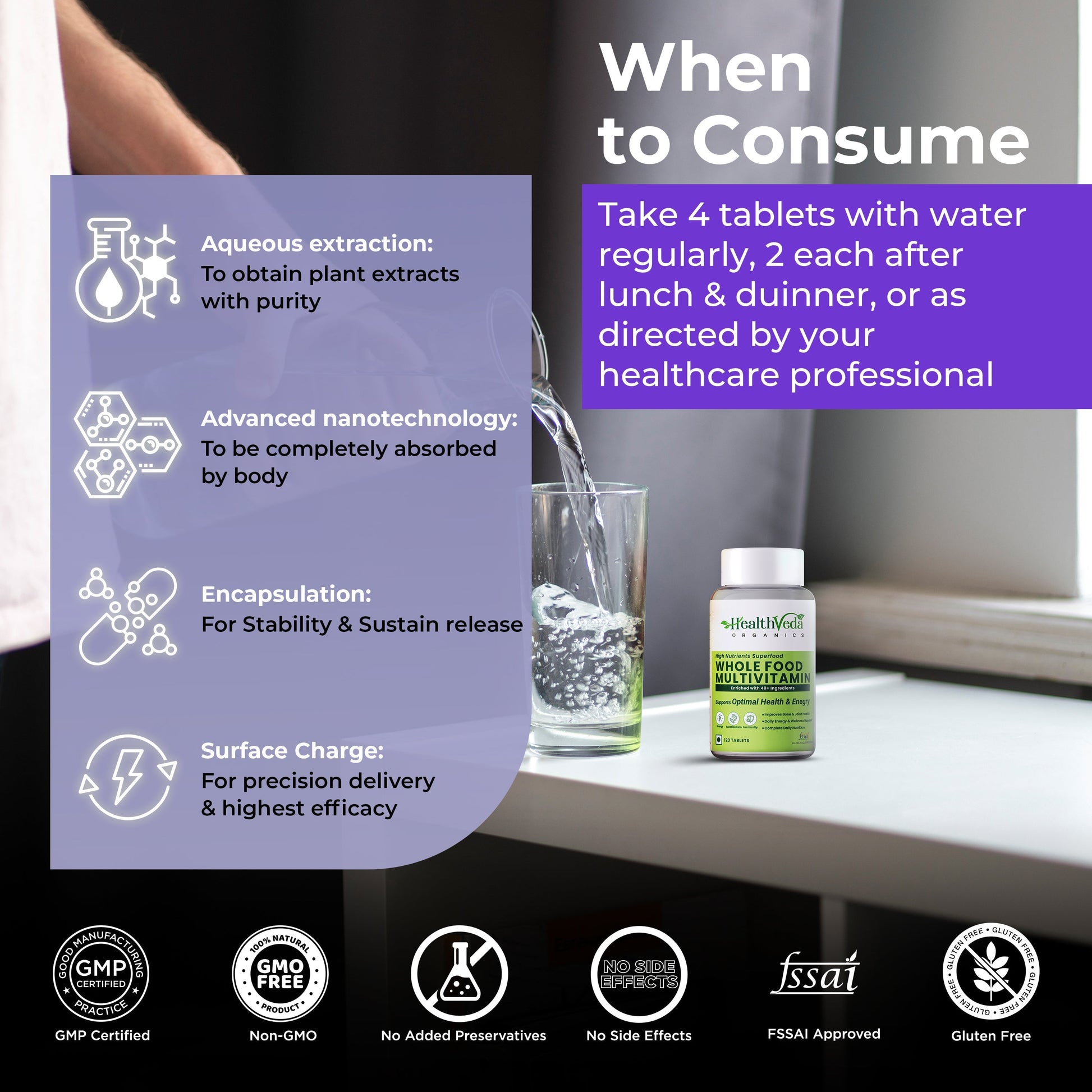 Health Veda Organics Whole Food Multivitamin Veg Tablets 