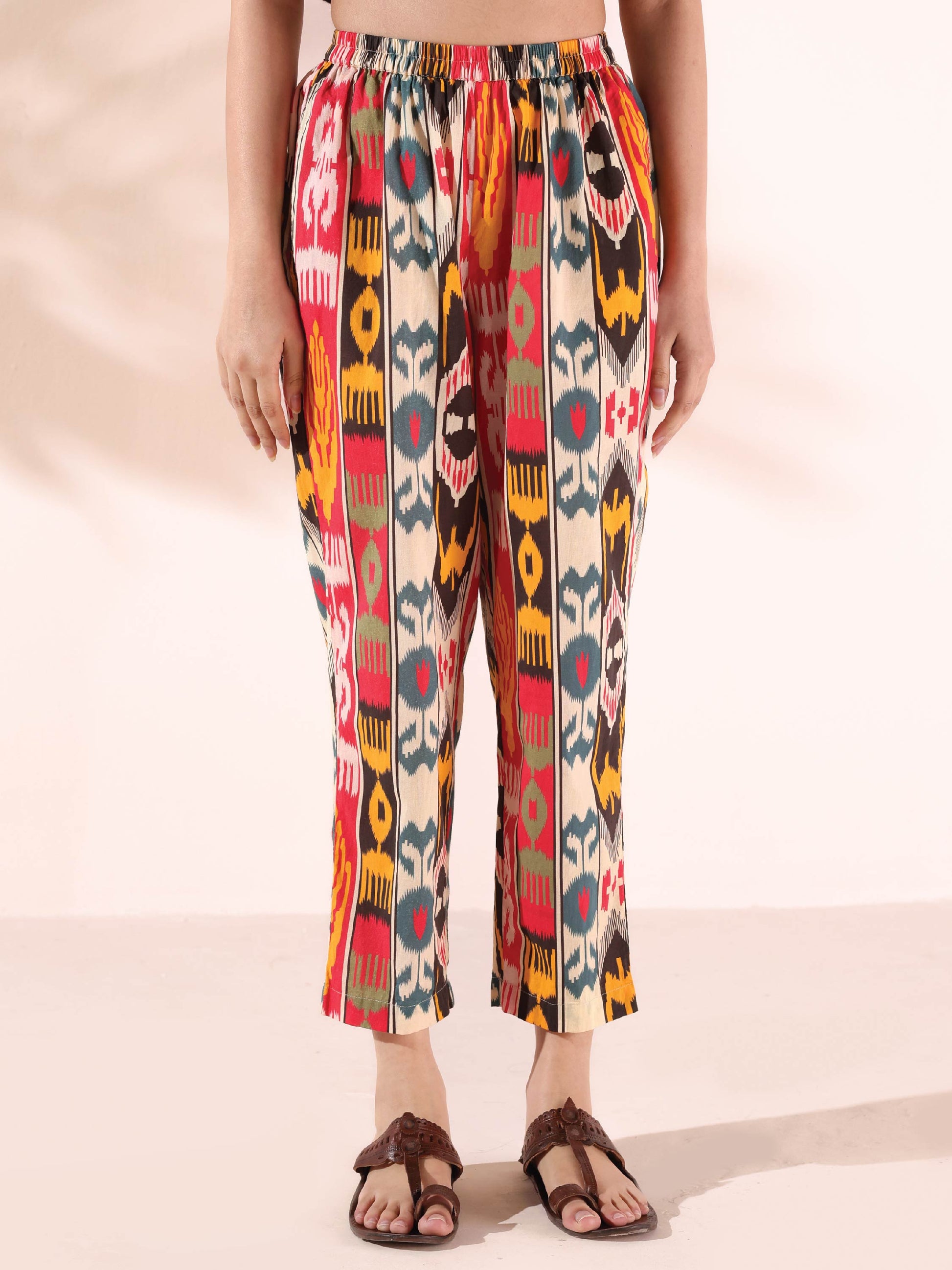 trueBrowns Cola Cotton Ikat Kurta Pant Set 