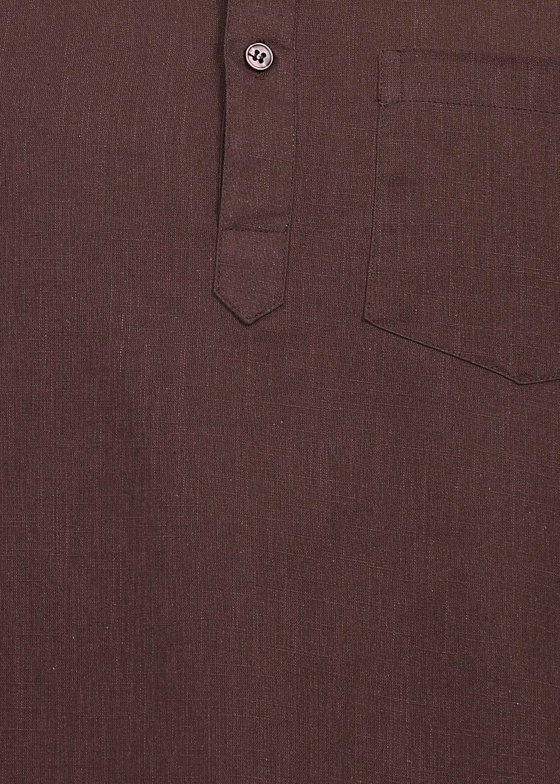 Fabmade Cocoa Drift Linen Short Kurta