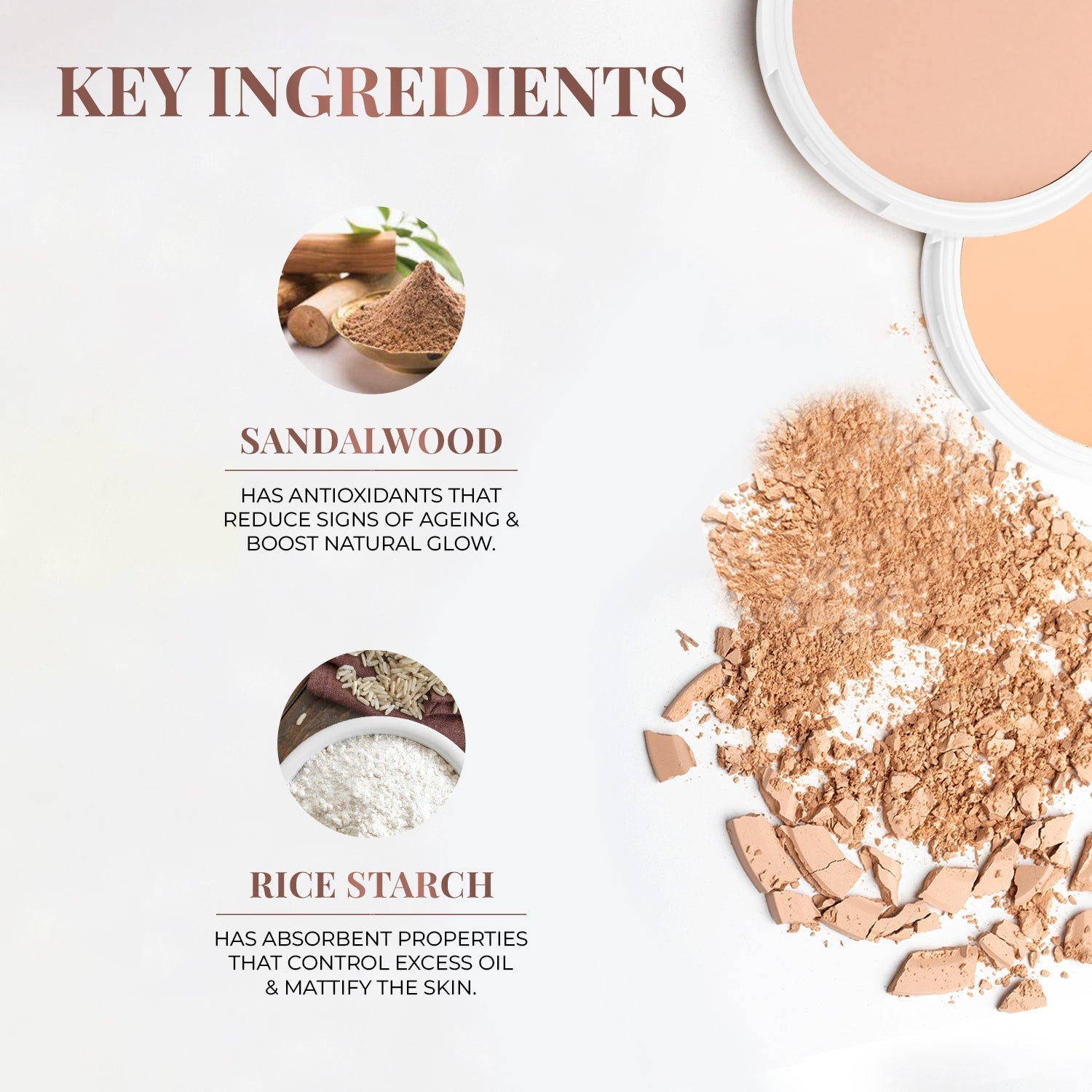 Oil Control Radiance Boost Compact Powder with Sandalwood & Rice Starch 