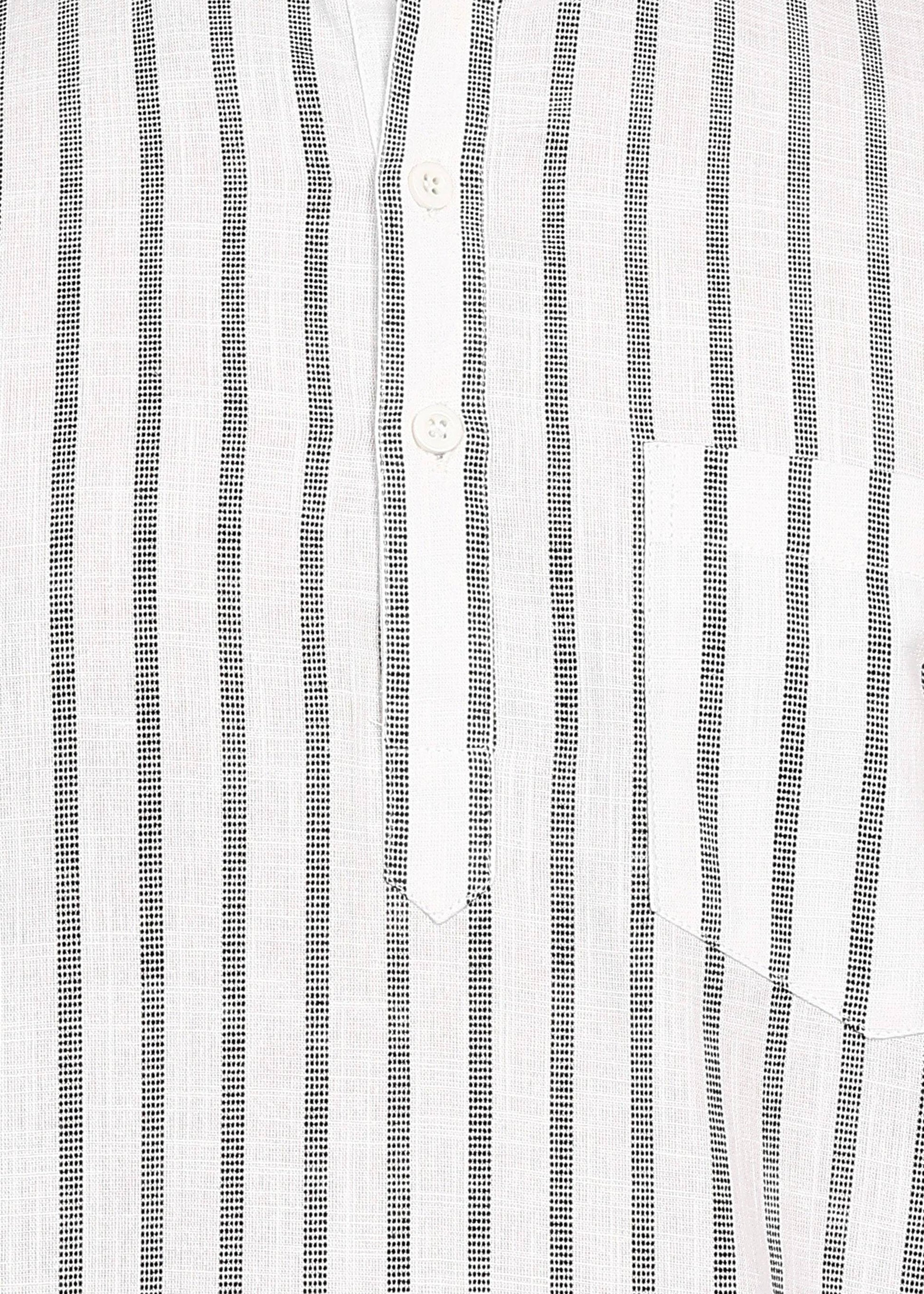 Fabmade Driftline Stripe Linen Short Kurta