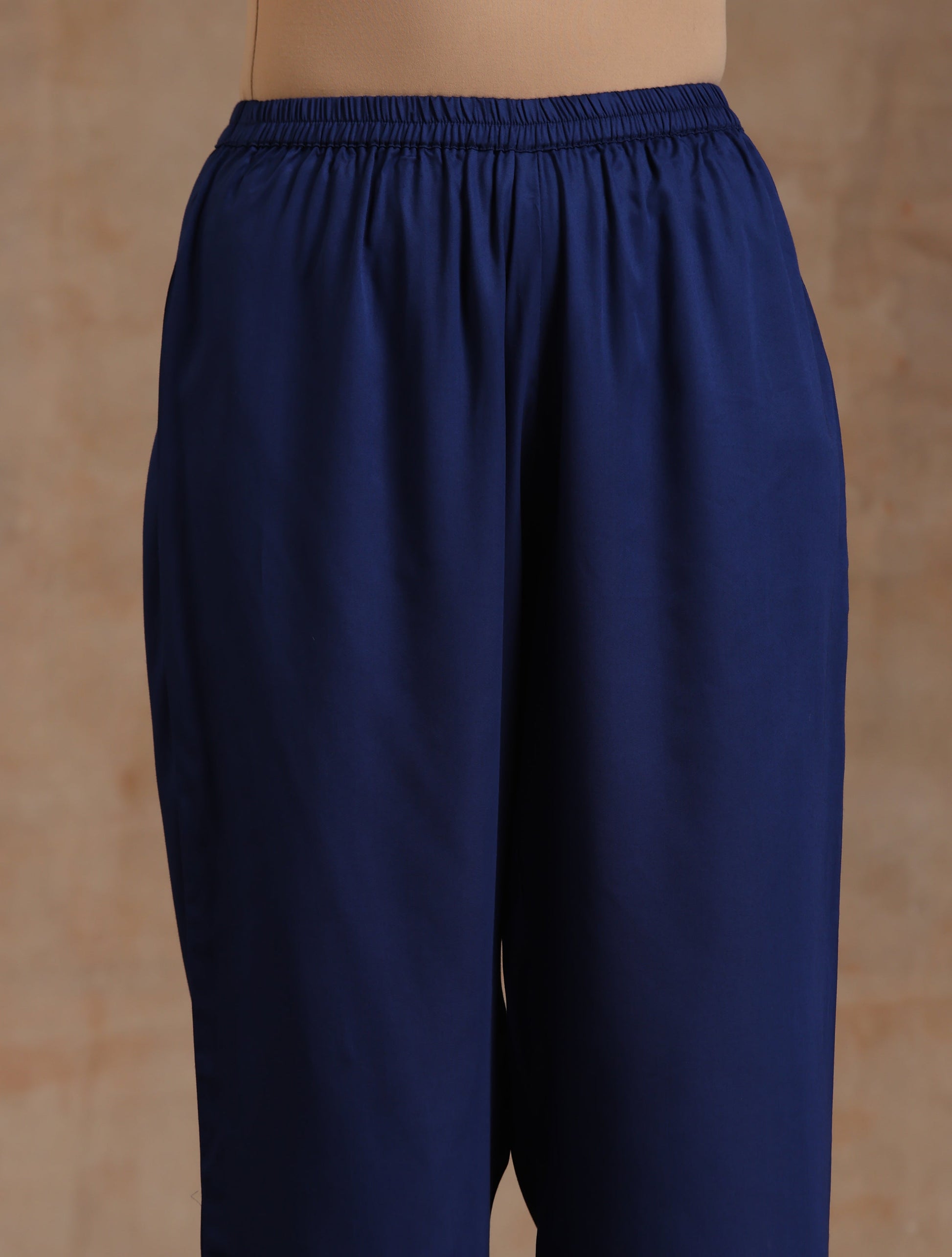 trueBrowns Midnight Blue Modal Satin Relax Kurta Set 