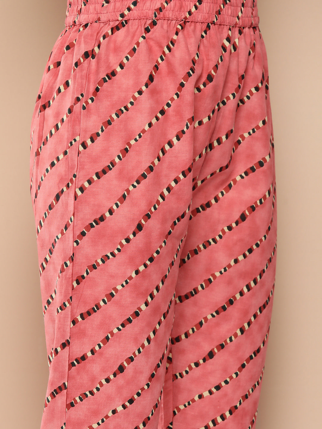 KSUT (House of Varanga) Green And Peach Floral Print Kaftan Trouser Set.