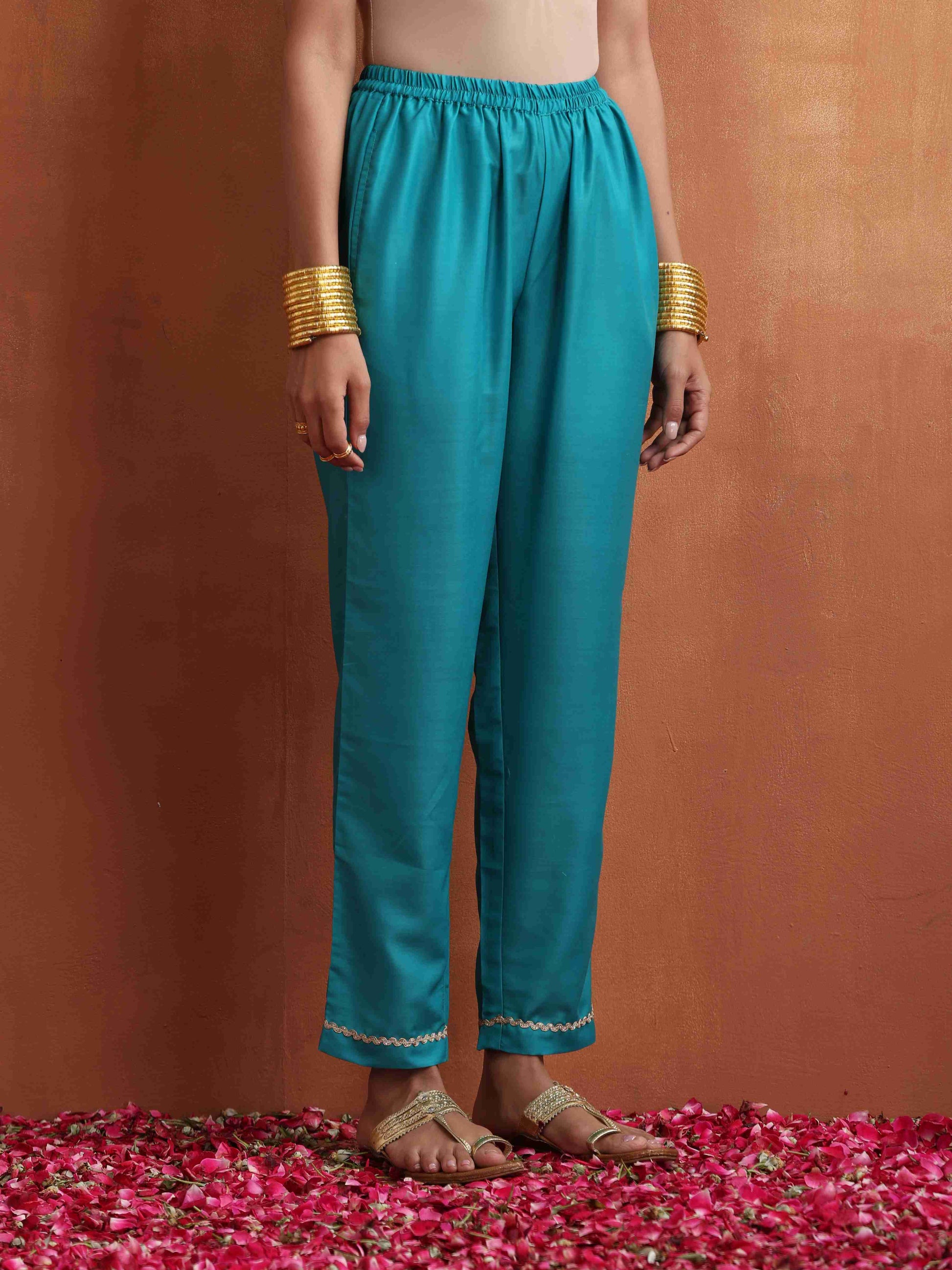 trueBrowns Purple Print A-line Kurta Set 