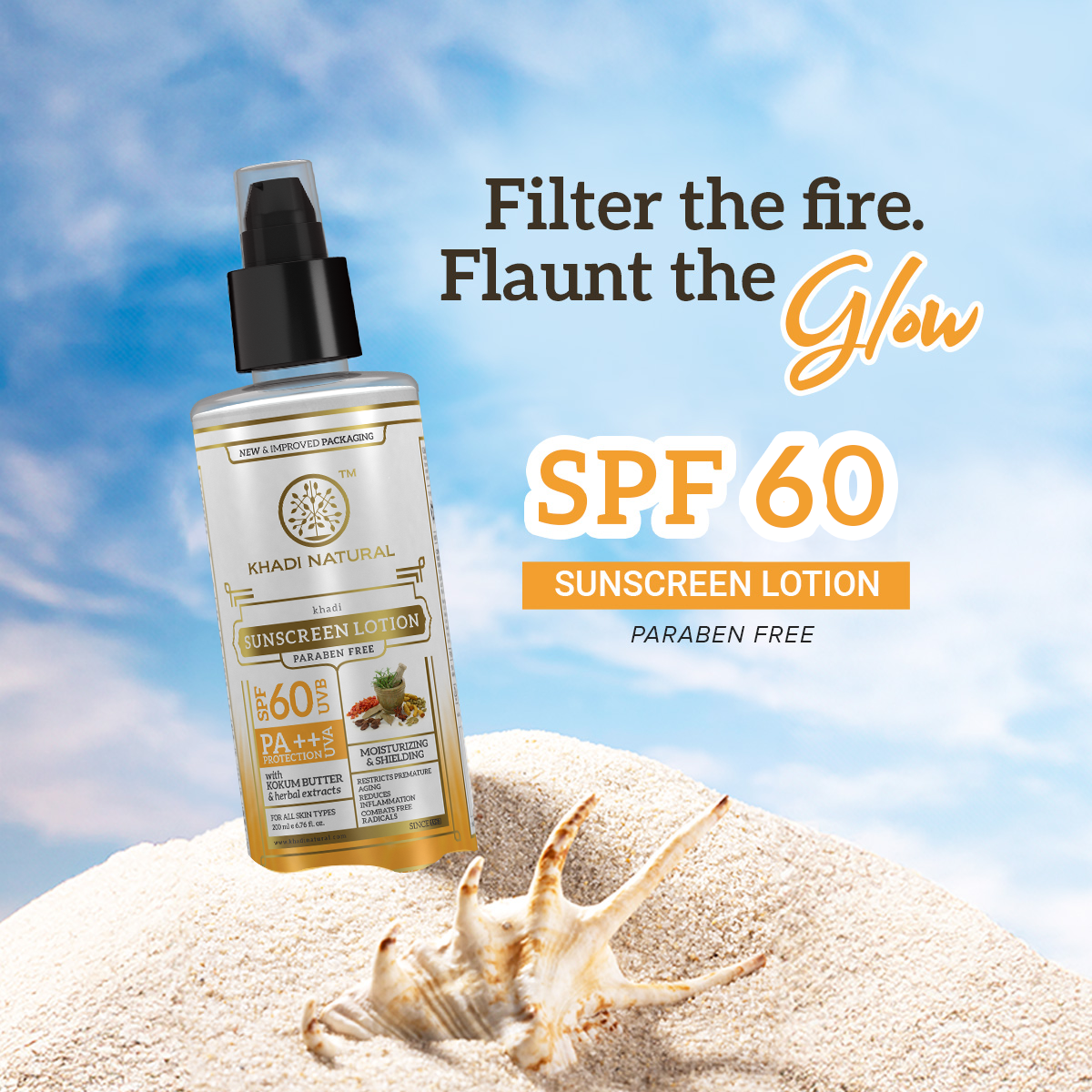 Khadi Natural Sunscreen Moisturising Lotion - SPF 60 - 100ml 