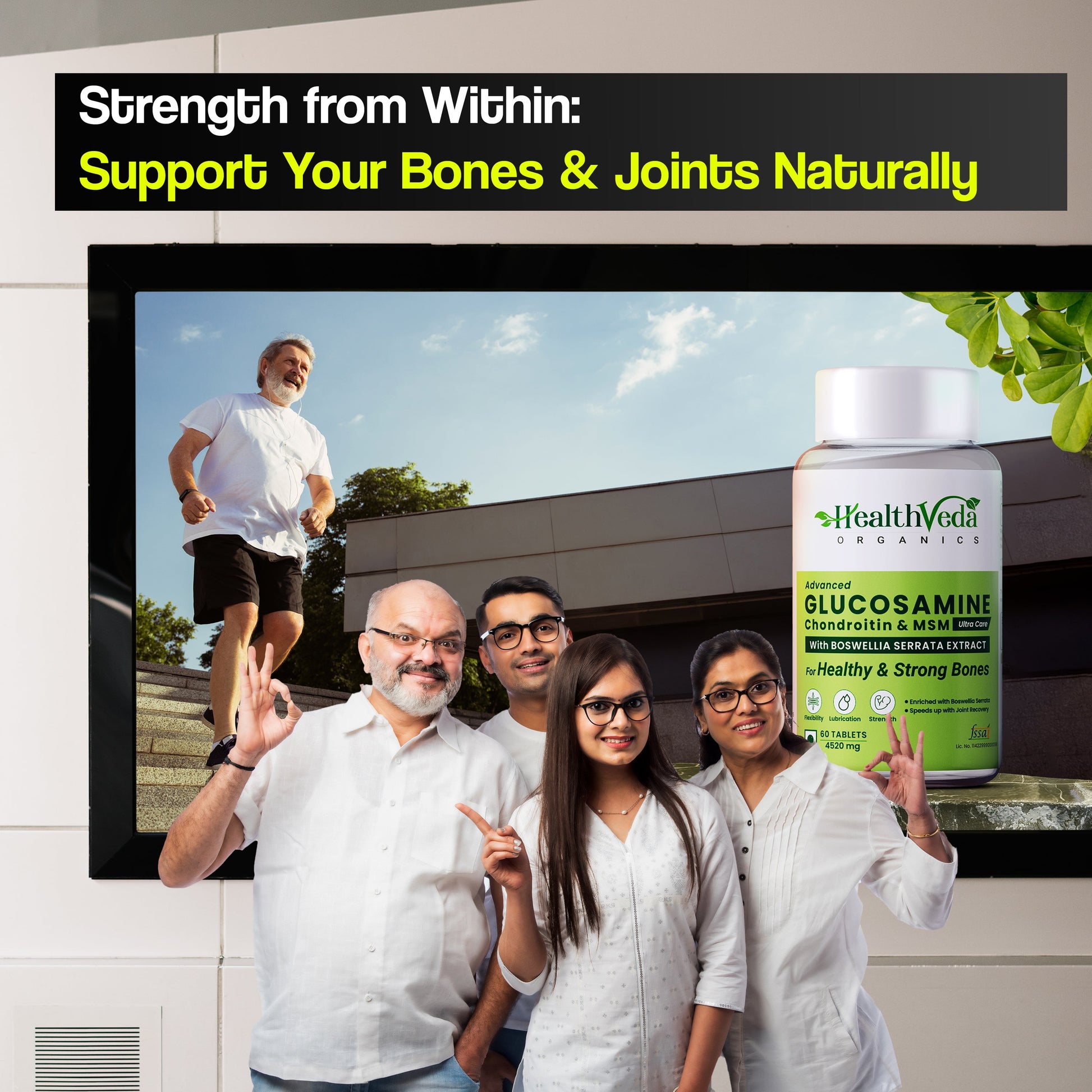 Health Veda Organics Plant Based Glucosamine Chondroitin & MSM Tablets 