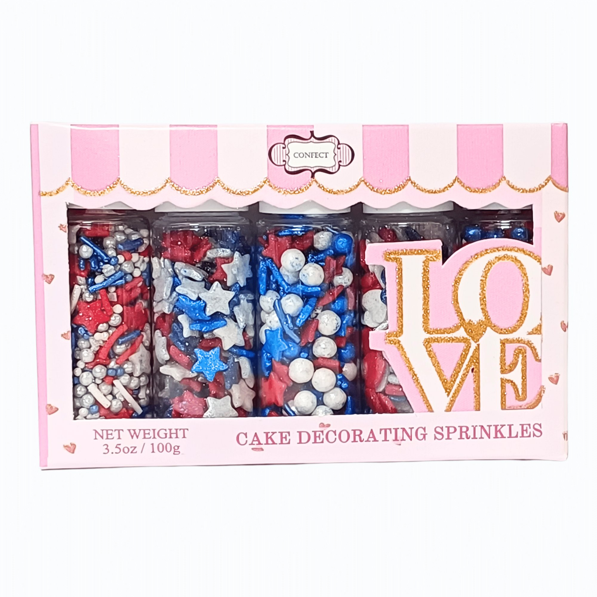 Confect Heart & Star Sprinkles | Pearls & Jimmies | Ultimate Avenger Patriotic Sprinkles