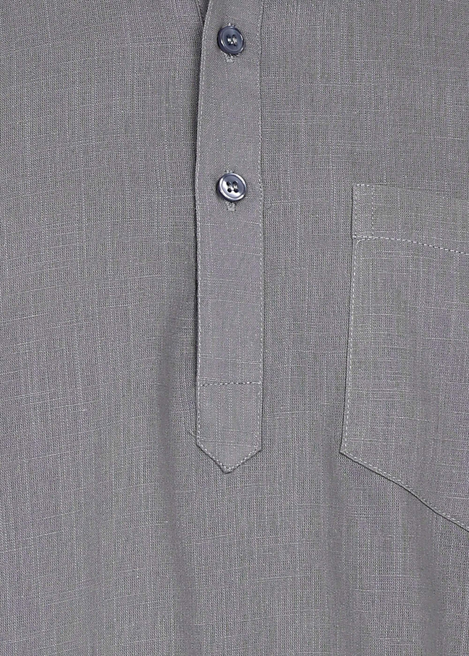 Fabmade Ash Grey Linen Short Kurta