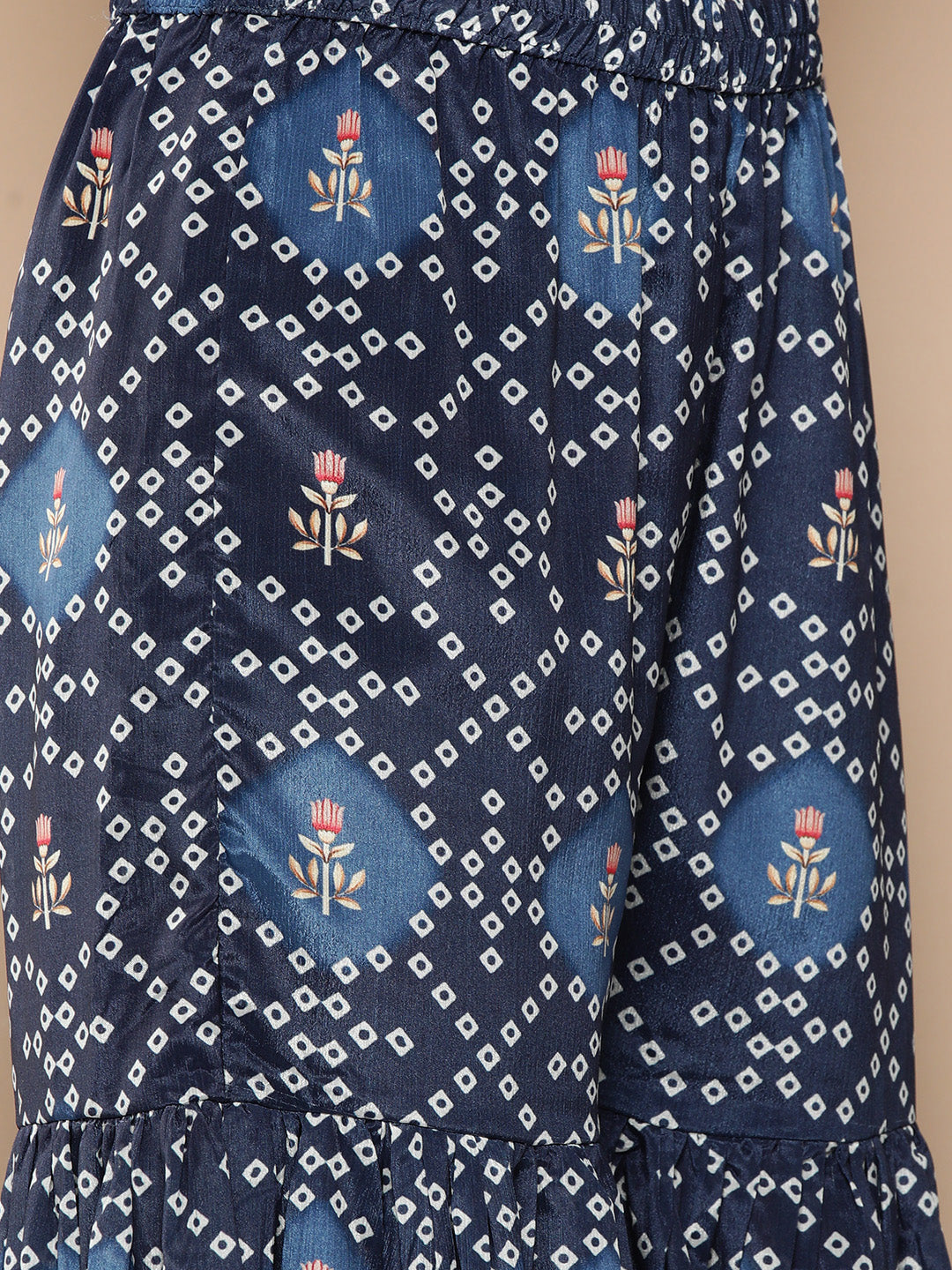 KSUT (House of Varanga) Blue Color Strap Style Digital Printed Kurta With Printed Sharara And Net Dupatta